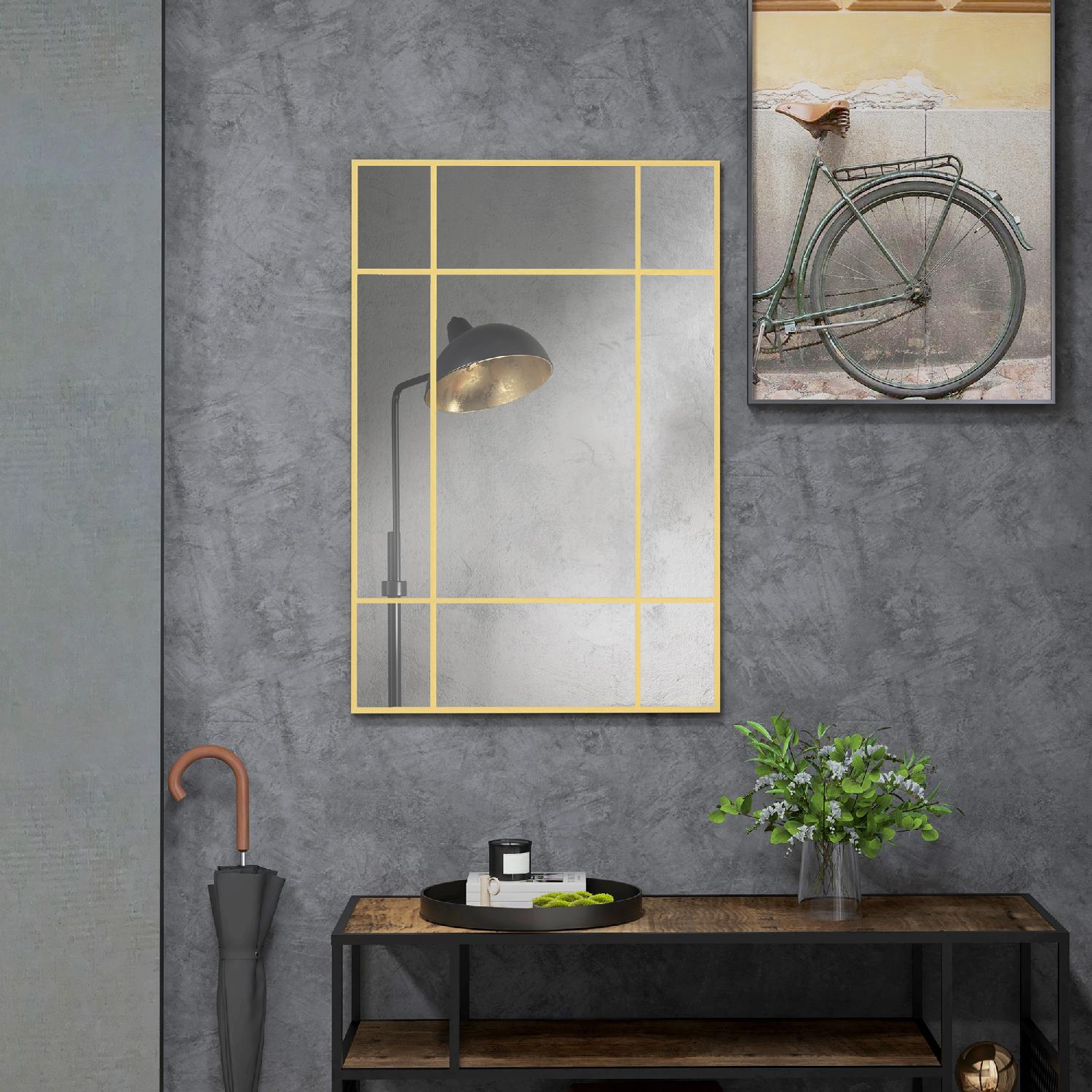DecHome EF526GD Specchio da Parete Stile Finestra Verticale e Orizzontale 90x60 cm Oro