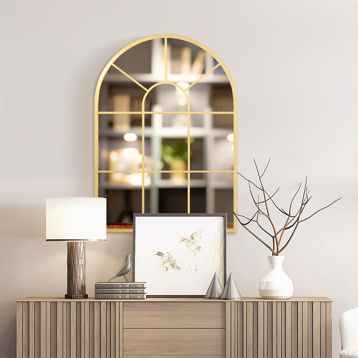 DecHome EF527GD Specchio Parete Moderno a Forma di Arco 70x50 cm per Camera da Letto Oro