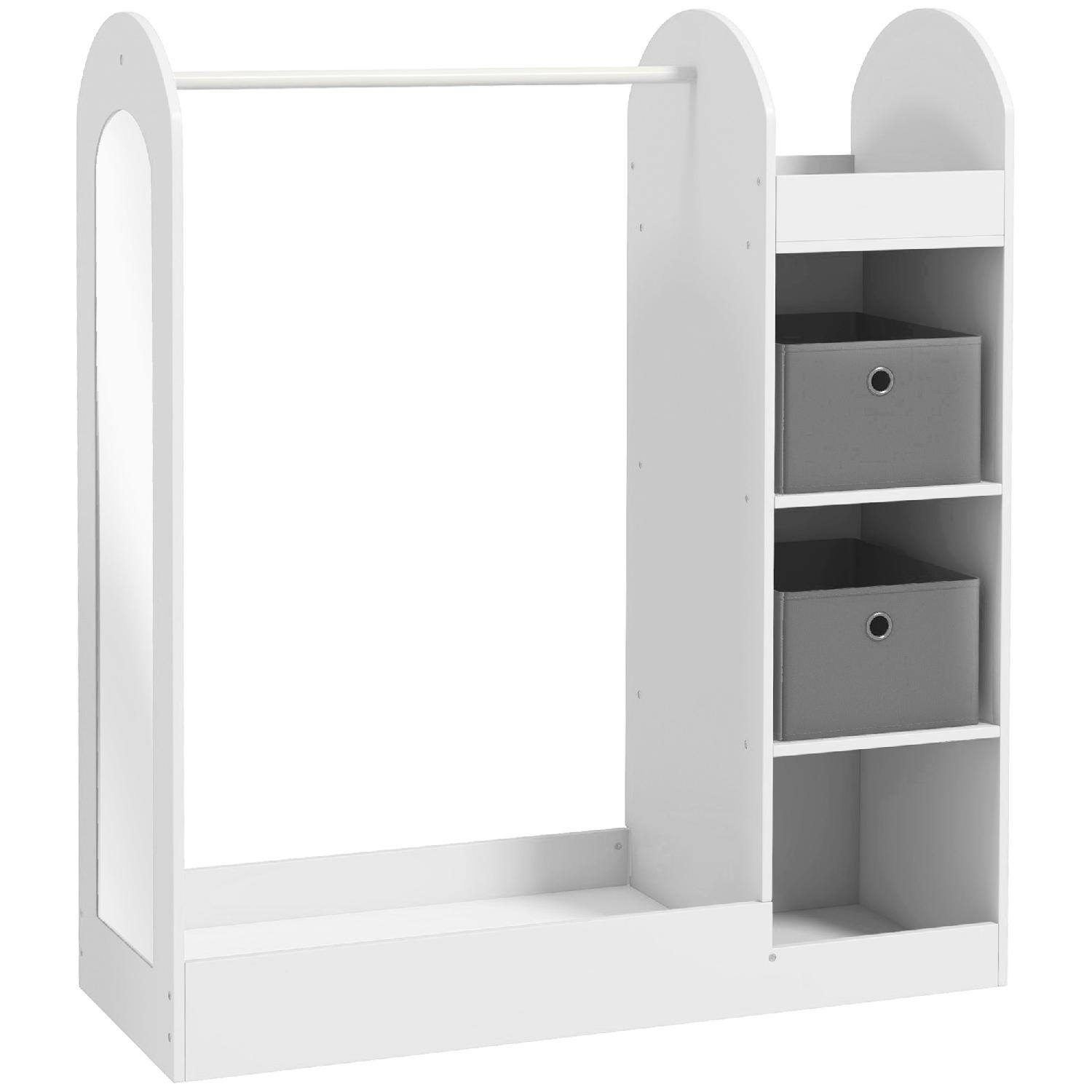 DecHome F2520WT Appendiabiti per Bambini 3-8 Anni Asta Appendiabiti e Specchio Bianco