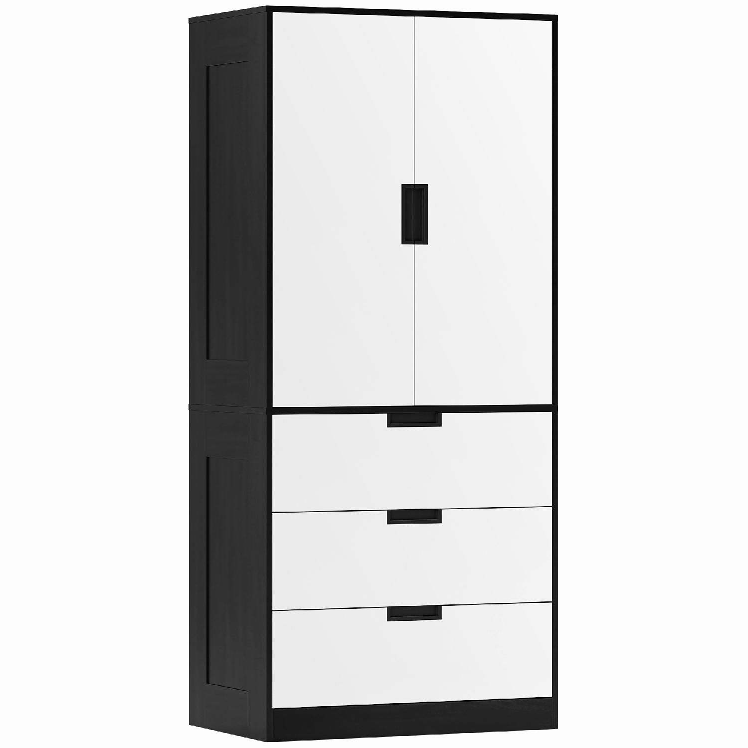 DecHome F2550WT Armadio Guardaroba 2 Ante e 3 Cassetti 80x50x180 cm NeroBianco