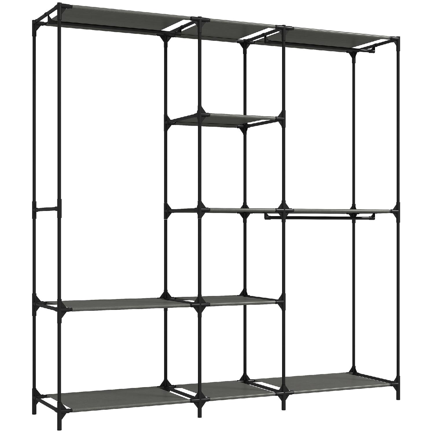 DecHome F2560BK Armadio Guardaroba a Giorno Asta Appendiabiti in TNT 182x43x182 cm Nero