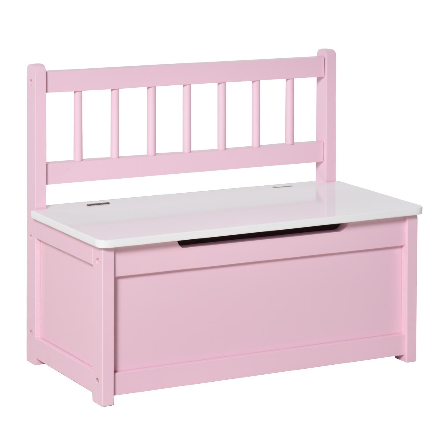 DecHome F2854PK Cassapanca per Bambini 2-5 Anni in Legno Capacit� 40 kg RosaBianco
