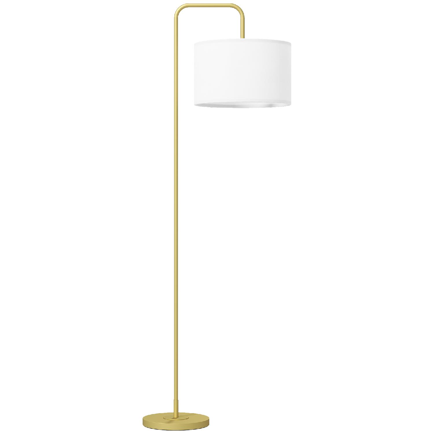 DecHome F3370GD Lampada da Terra Moderna Paralume in Tessuto effetto Lino e Acciaio Oro