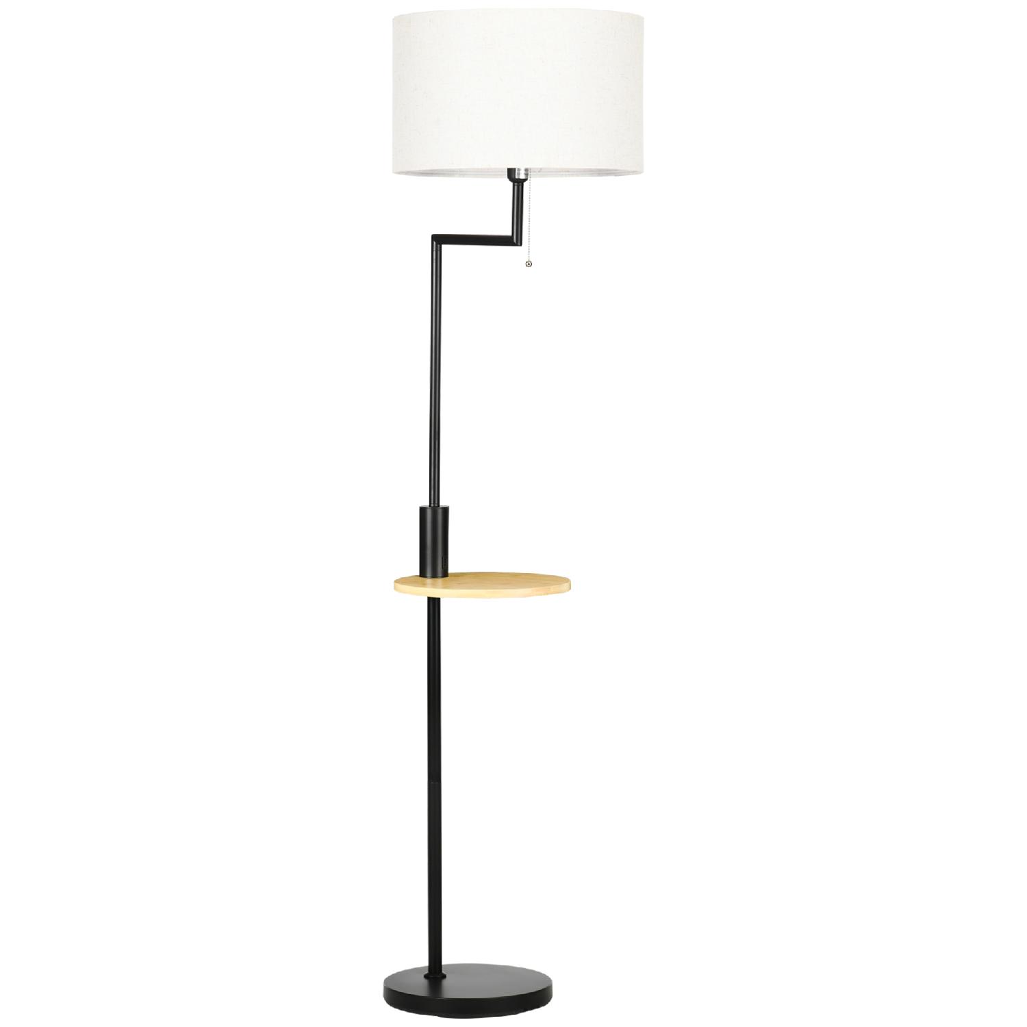 DecHome F340333 Lampada da Terra Moderna con Mensola Integrata in Bamb� NeroBeige