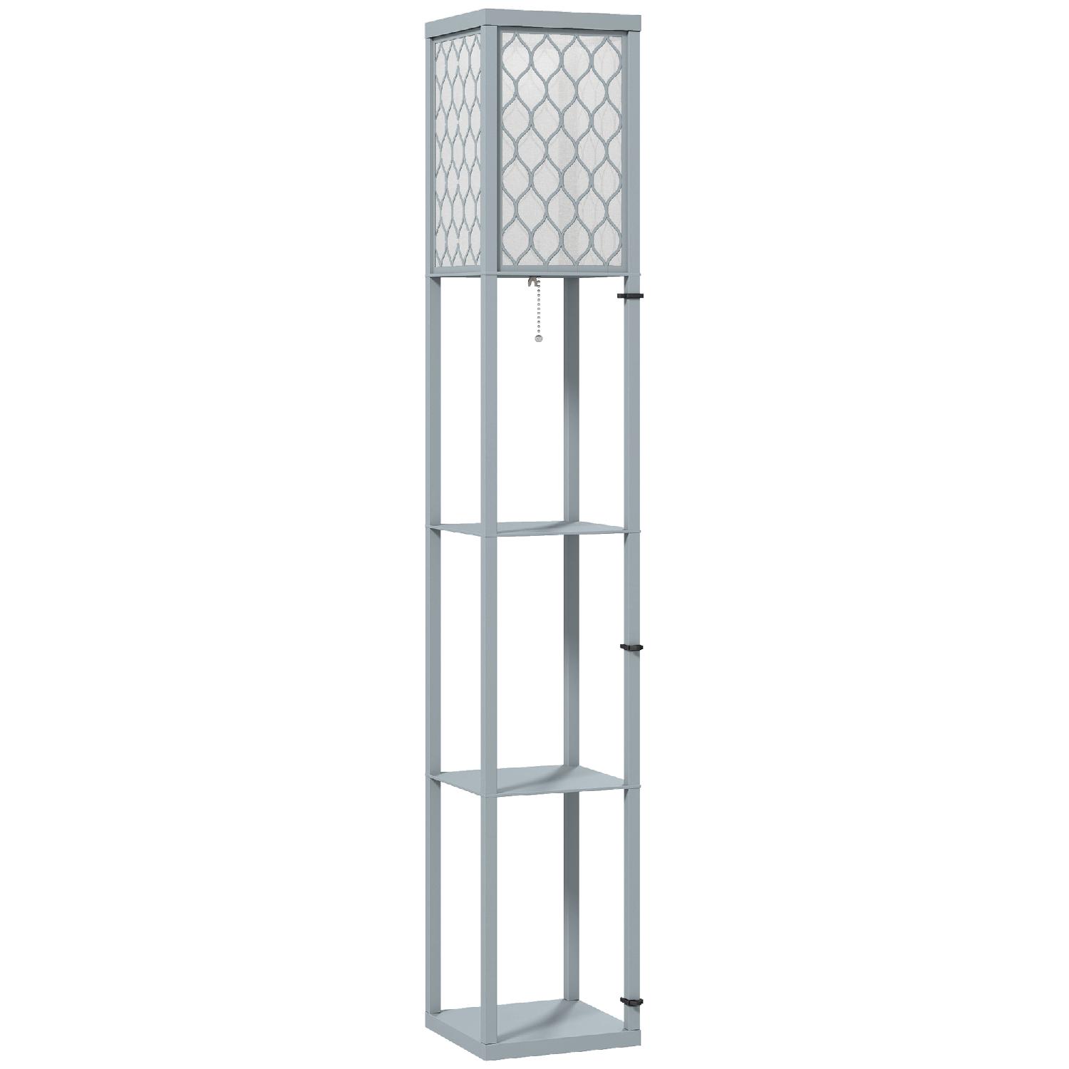 DecHome F3440LG Lampada da Terra Moderna Salvaspazio 3 Ripiani Attacco E27 Grigio Chiaro