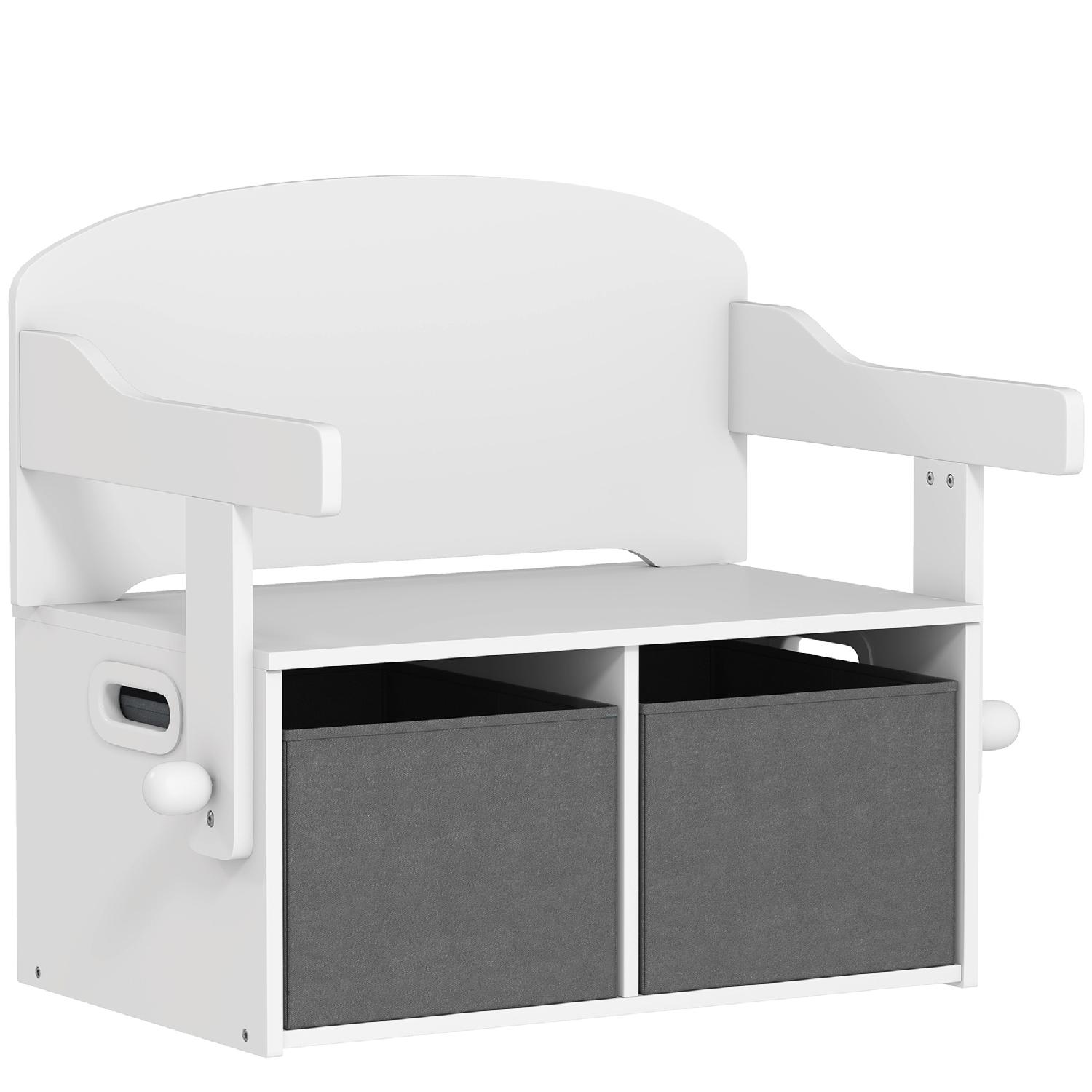 DecHome F4370WT Cassapanca Porta Giochi Bambini Convertibile in Tavolo e Sedia Bianco