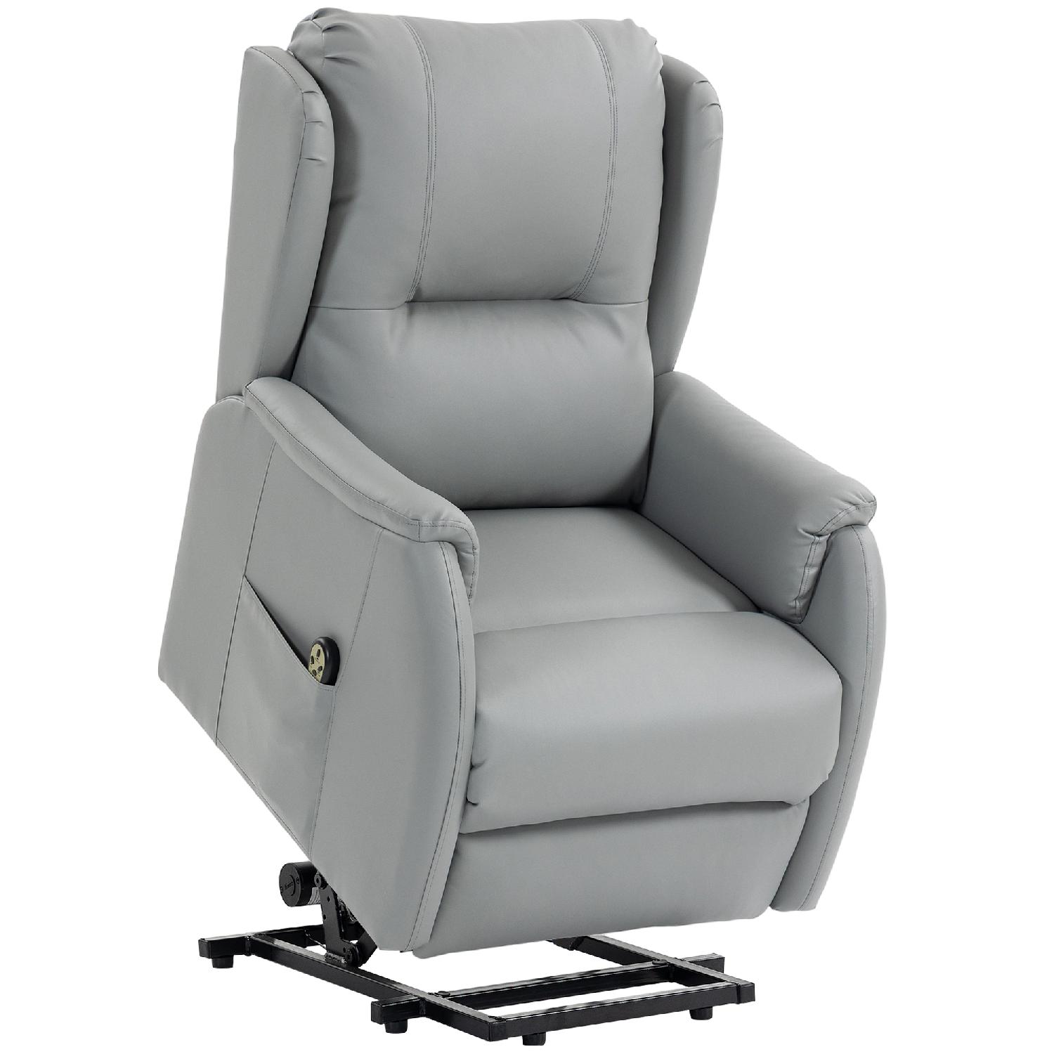 DecHome F4570LG Poltrona Elettrica Alzapersona Reclinabile 89x76x103 cm Grigio Chiaro
