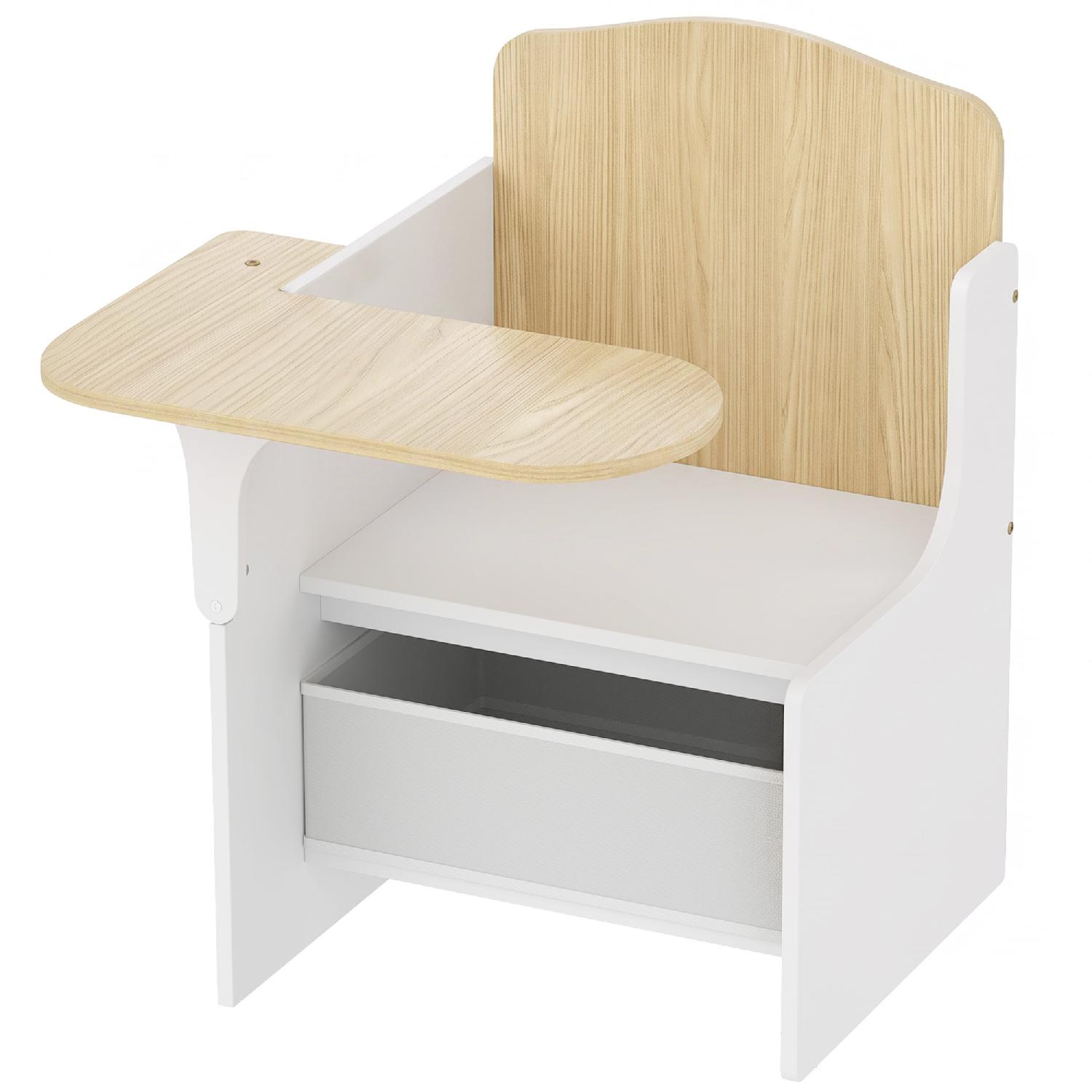 DecHome F5800WT Set Tavolo e Sedia per Bambini 3-5 Anni in Legno Contenitore Bianco
