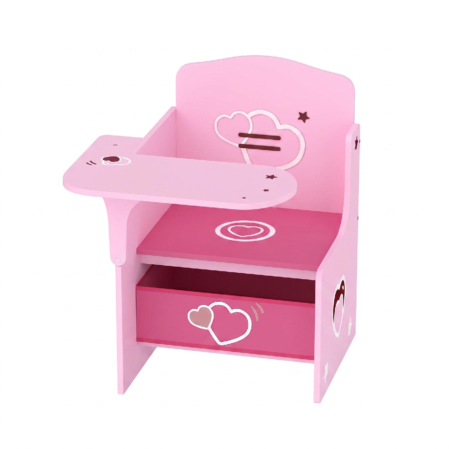 DecHome F5810PK Set Tavolo e Sedia per Bambini 3-5 Anni in Legno Contenitore Rosa