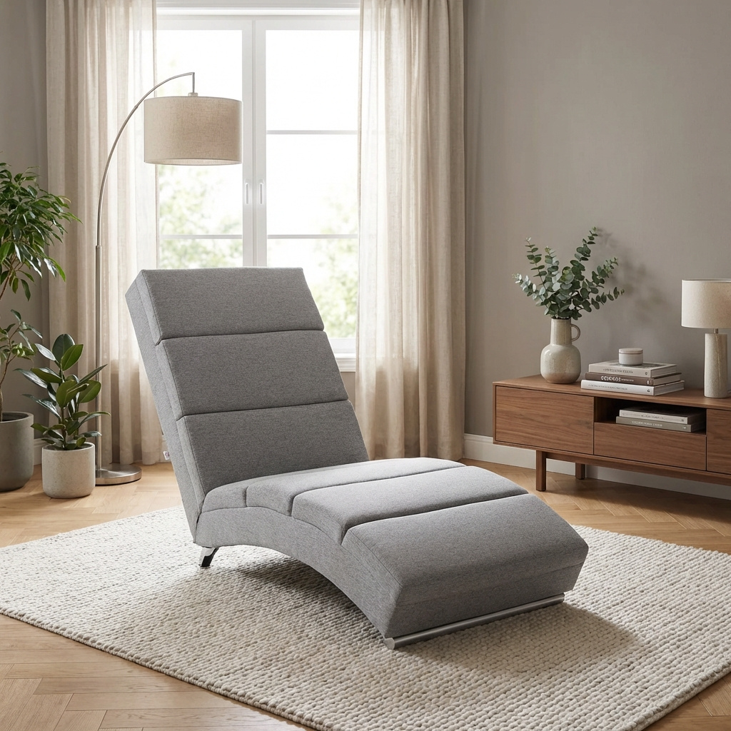 DecHome F868LG Chaise Longue Reclinabile con Schienale Alto in Metallo Grigio Chiaro