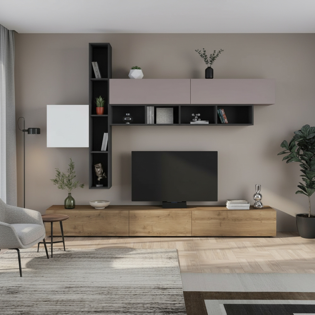 DecHome FASHION Parete Attrezzata Mobile TV + Parete 205x40x275 Multicolore