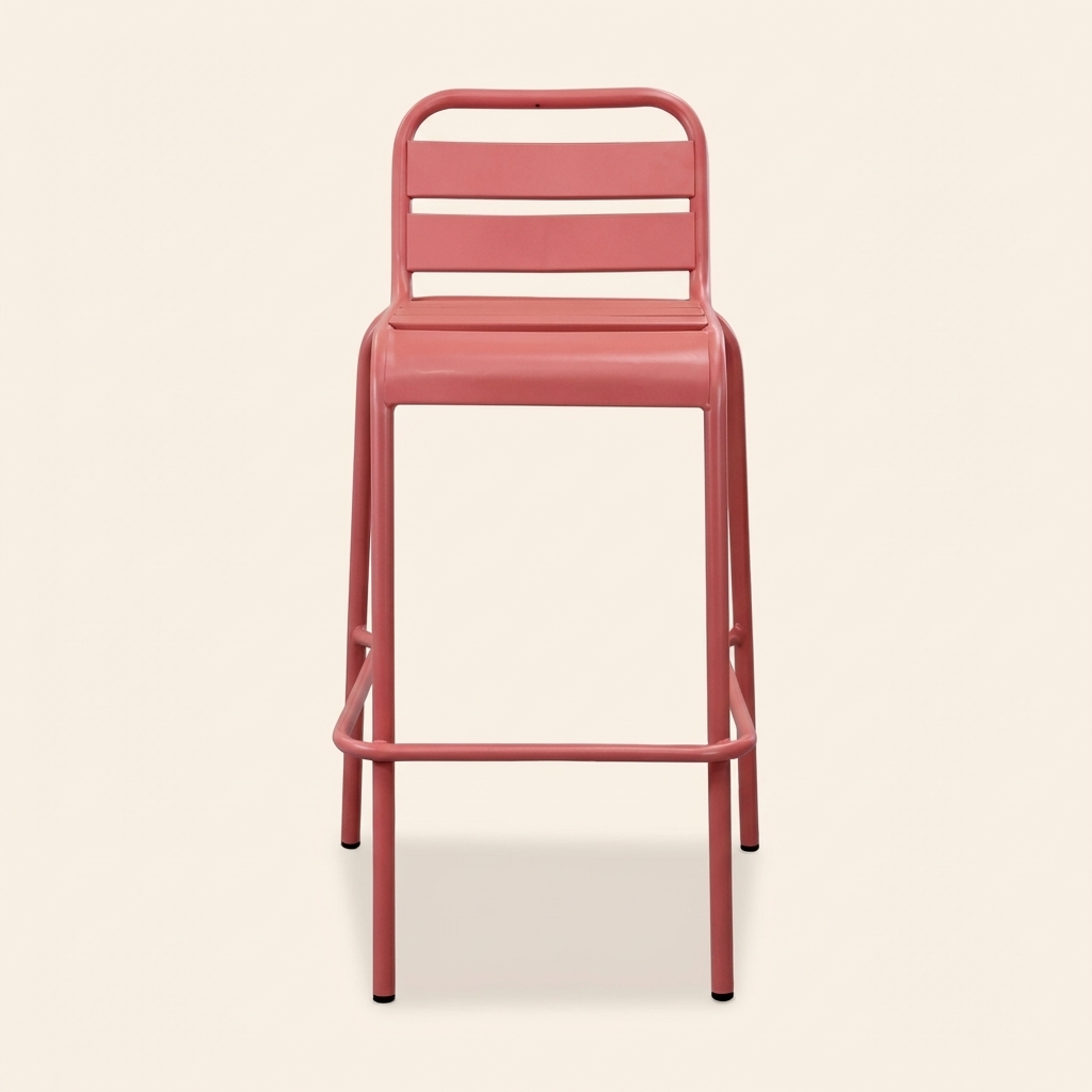 DecHome FE802583-RED Sgabello Cucina Bar Alto in Metallo con Schienale 50x51x95 cm Rosso