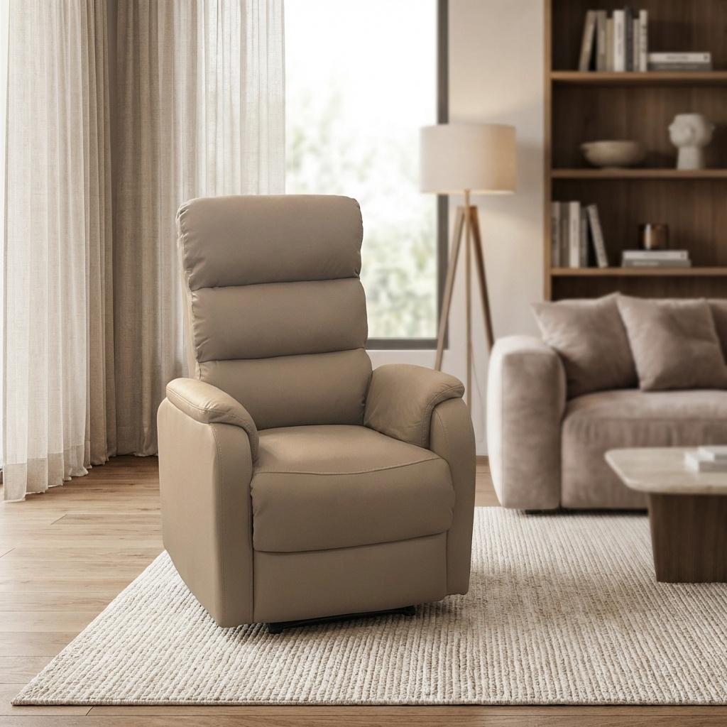 DecHome FUTURAMT Poltrona Reclinabile Manuale Massaggiante Tessuto 72x87x100 cm Taup�