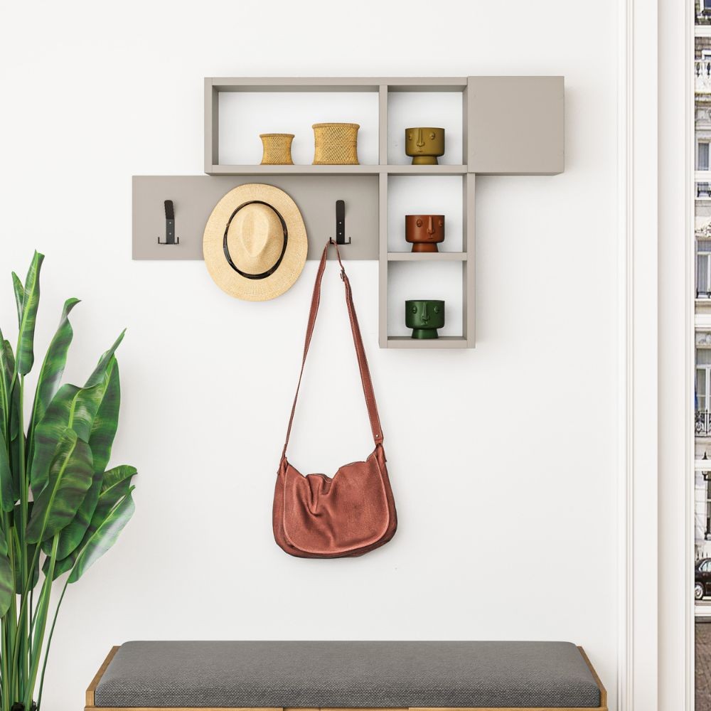 DecHome GAMESAND Appendiabiti 3 Ganci e 4 Nicchie Cashmere 99,5X15X61 cm