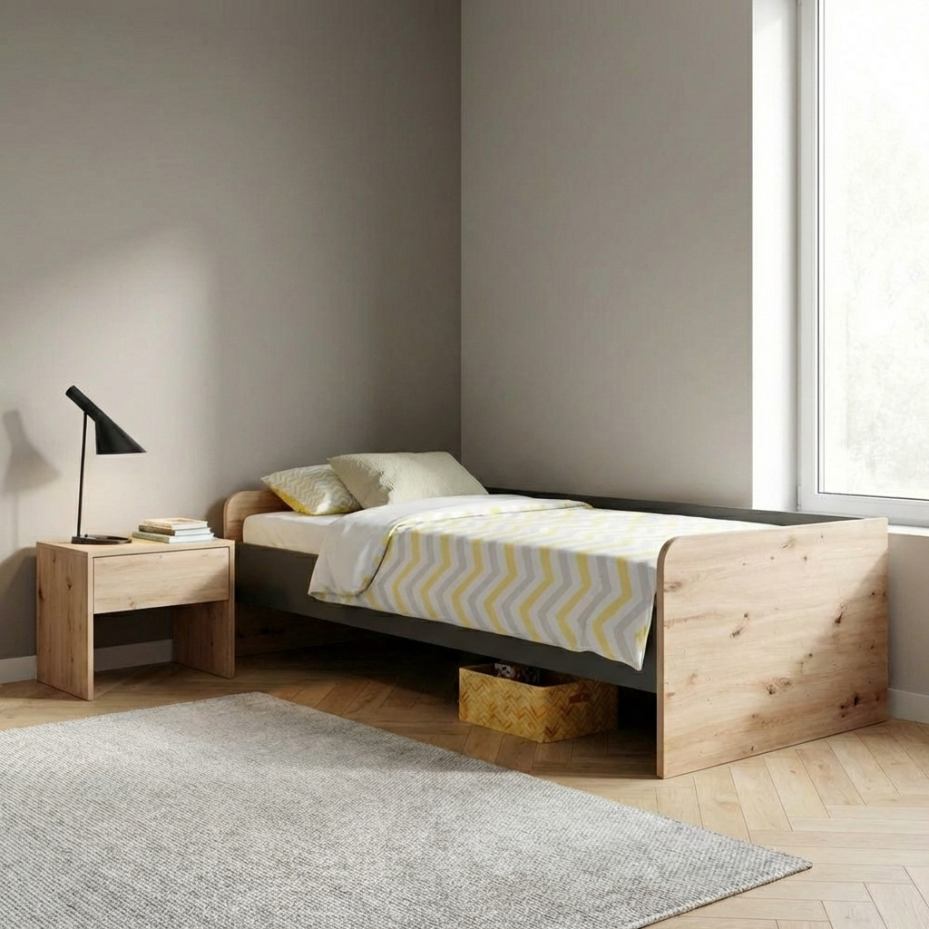 DecHome GAPLETTOANT Letto Singolo Senza Rete Struttura 205,5x96x63 cm Rovere Antracite