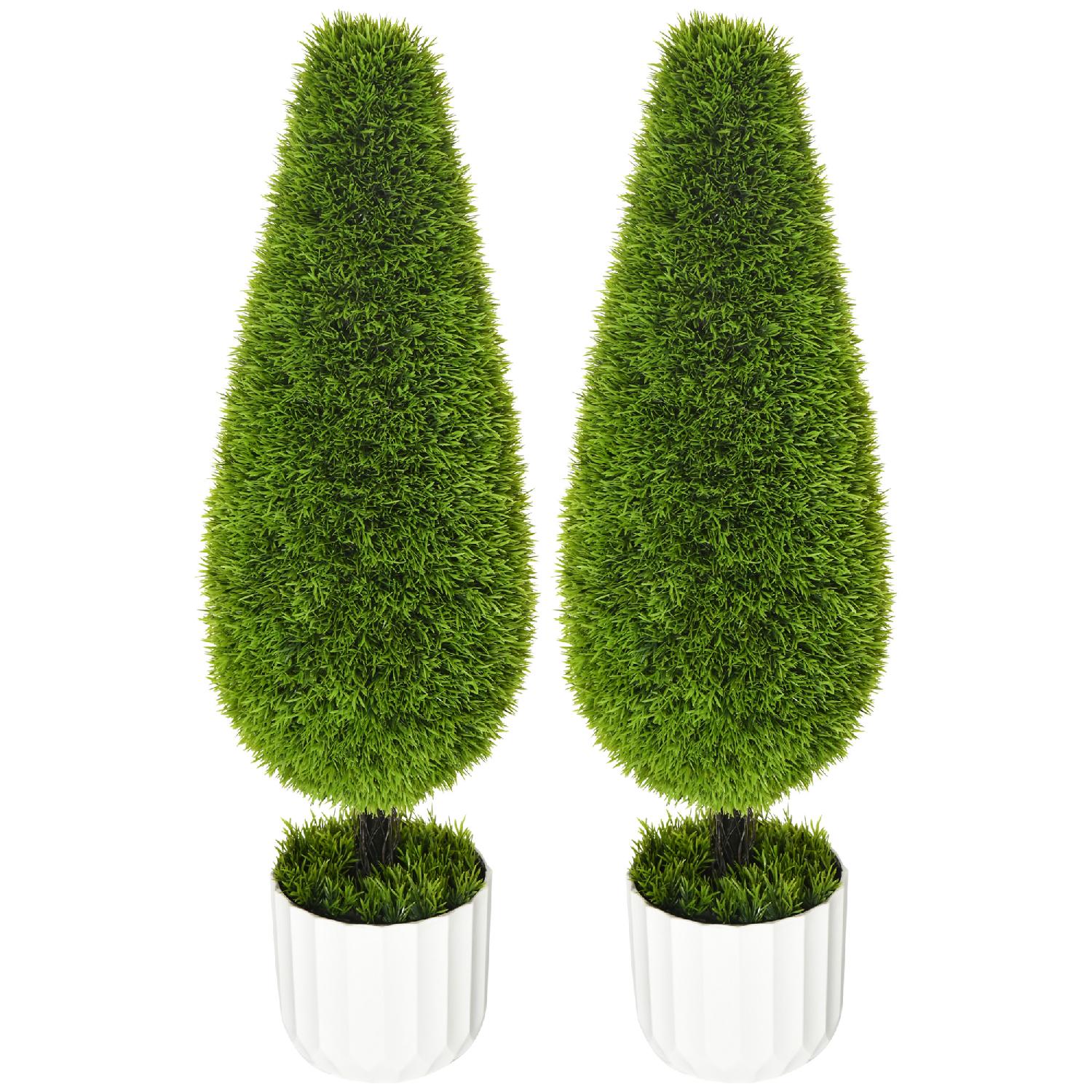 VivaGarden GN-83OR Set 2 Piante Finte Cipresso Vasi �12x16 cm Verde Bianco
