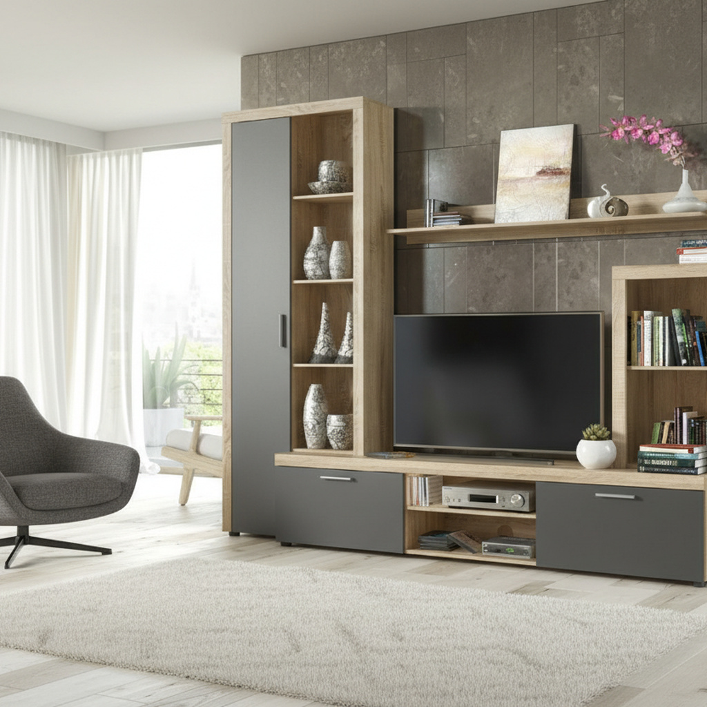 DecHome GRK433025-0164 Parete Attrezzata 300x200x40 Naturale