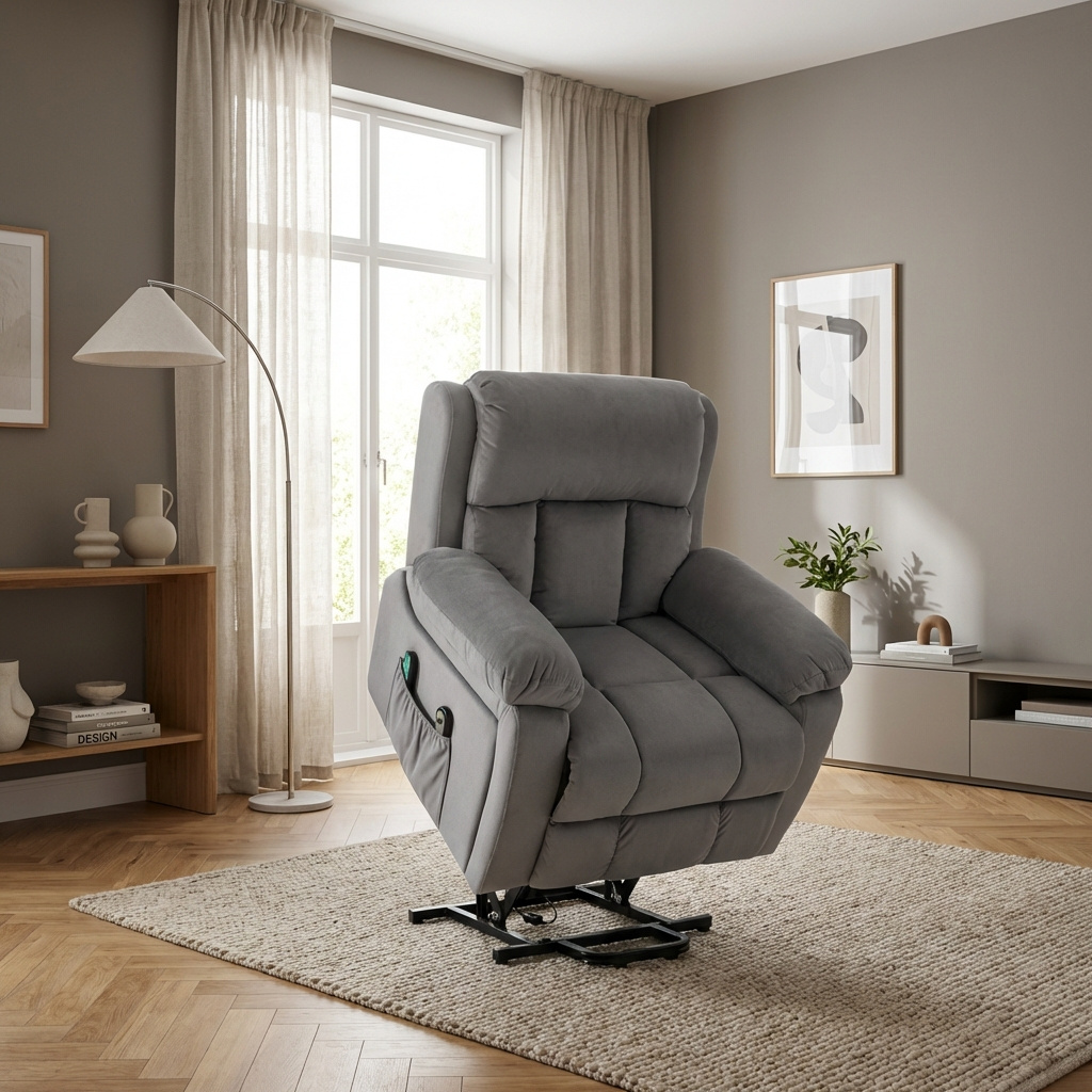DecHome GYA667F Poltrona per Anziani Elettrica Alzapersone 90x95x103 cm Grigio