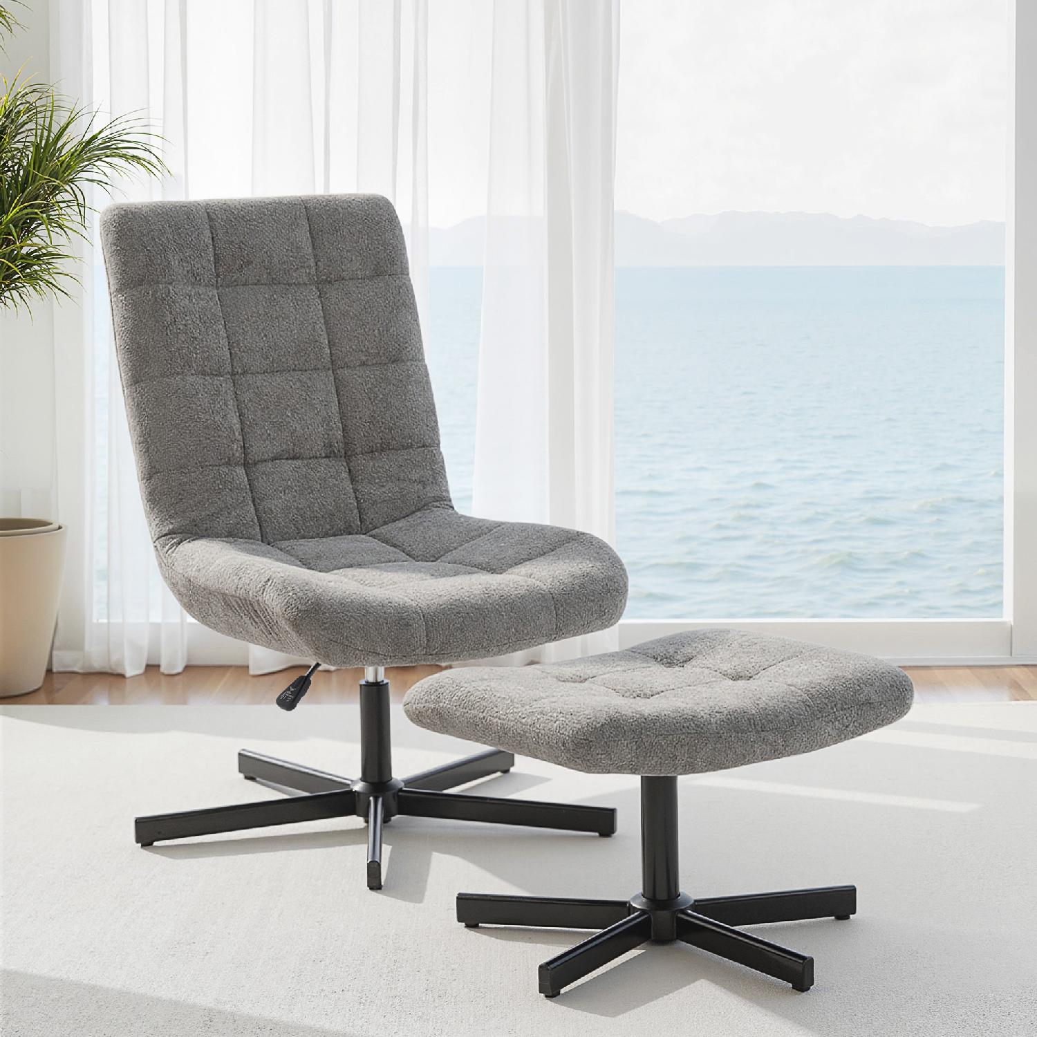 DecHome GYZ483 Poltrona Relax Reclinabile Manuale Pouf Poggiapiedi 66x80x93-104 Grigio