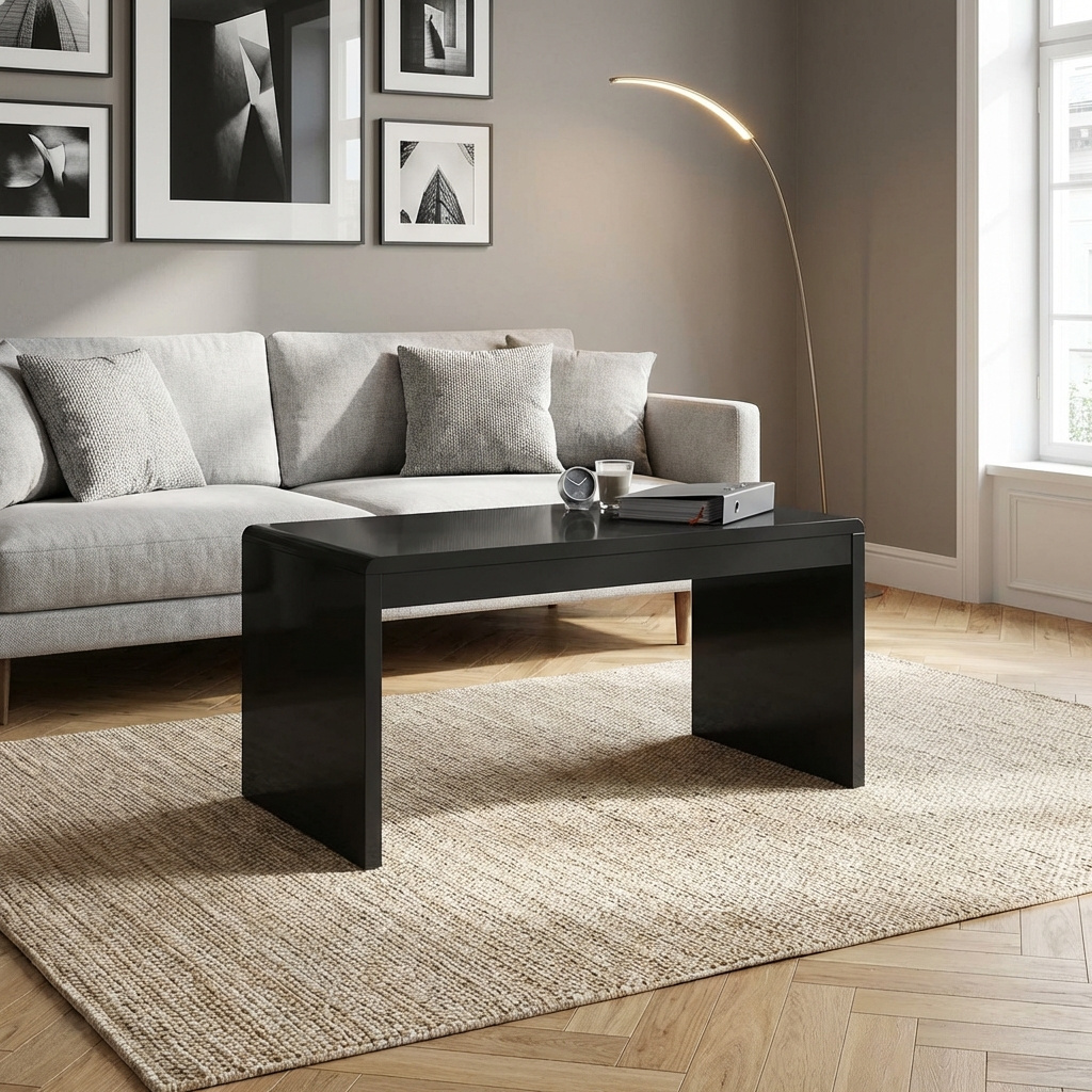 DecHome HF806987-NERO Tavolino Salotto Rettangolare 120x60x43 Nero