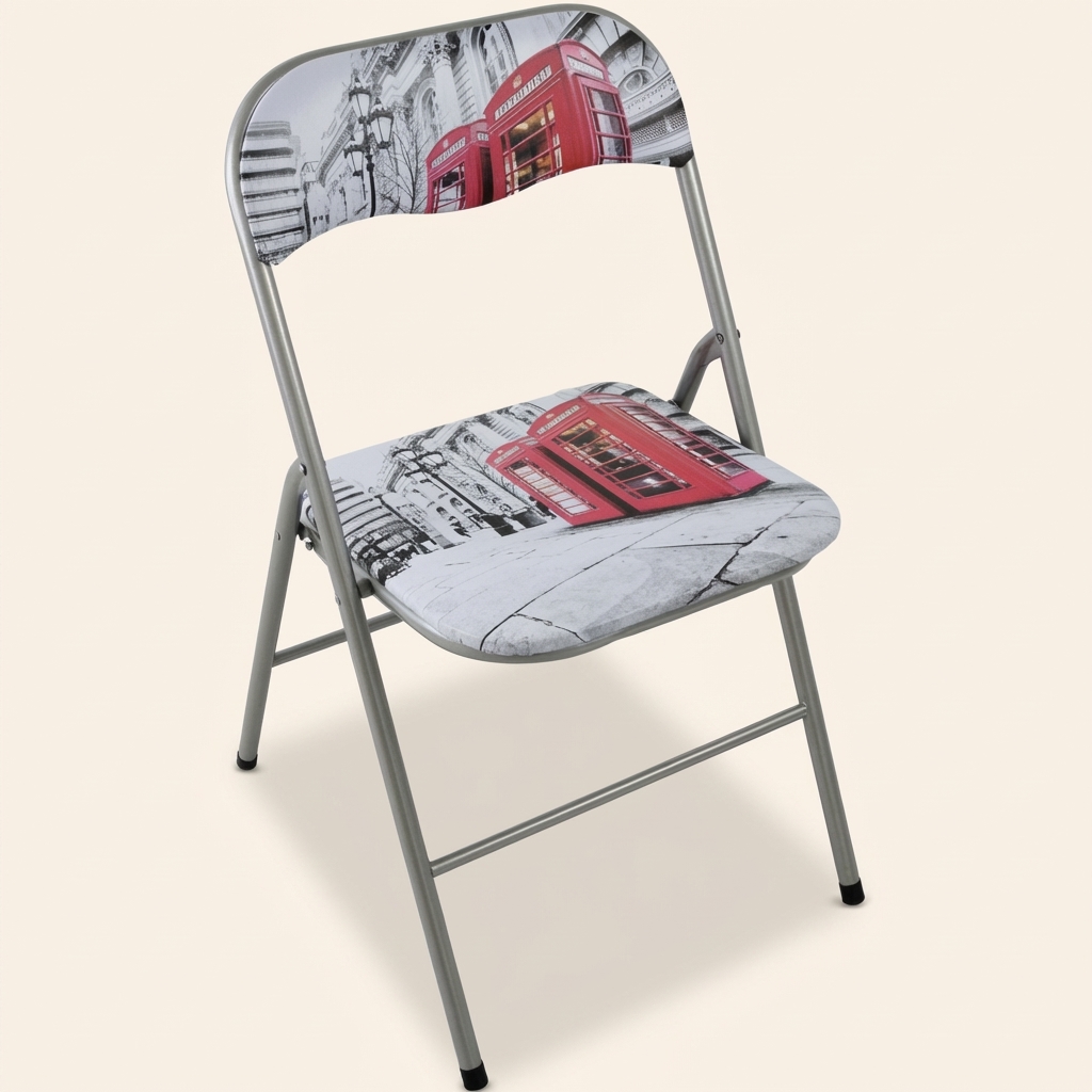 DecHome HF807015 Sedia Pieghevole Slim in PVC e Acciaio 44x45x79 cm Multicolore
