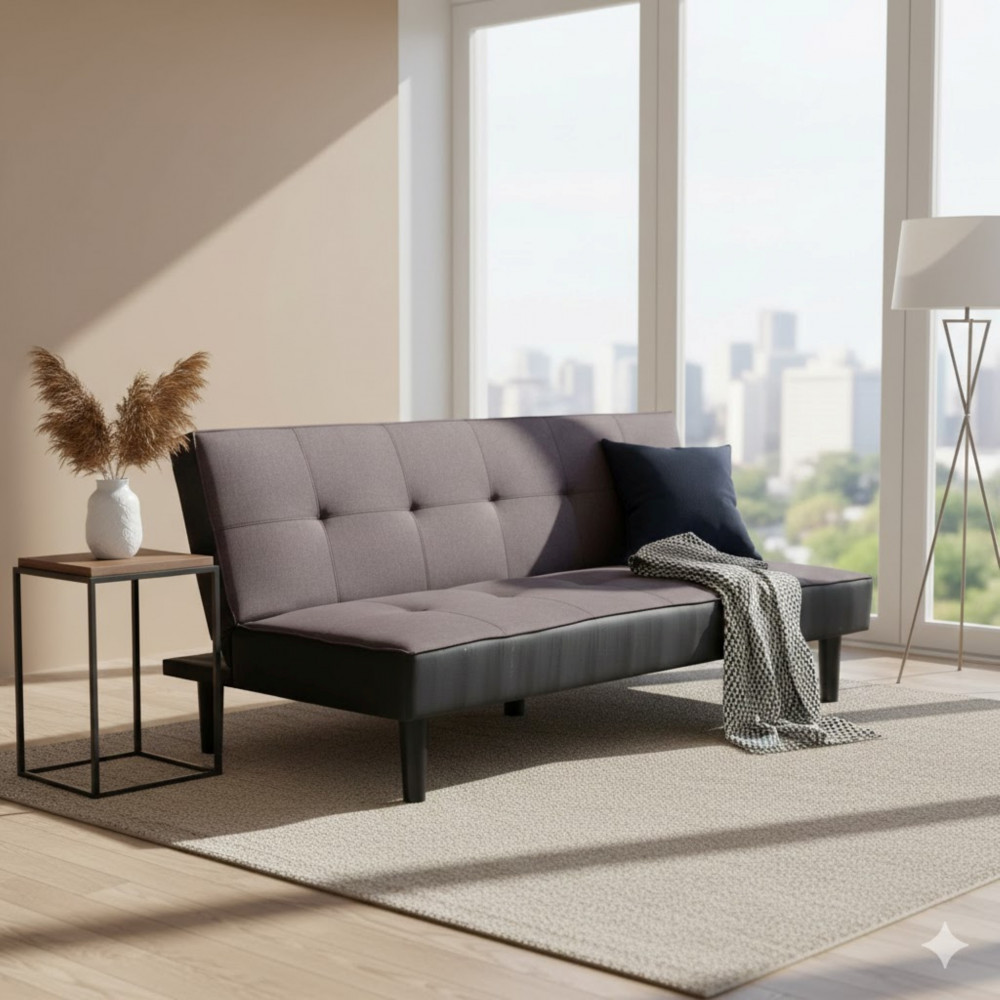 DecHome HF807092 Divano Letto Clic-Clac 3 Posti 180x86x78 cm Antracite - Amelia