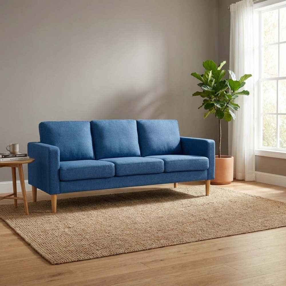 DecHome HF807146-BLU Divano 3 Posti Stile Scandinavo in Tessuto 180x73x82 cm Blu  - Santa Fe