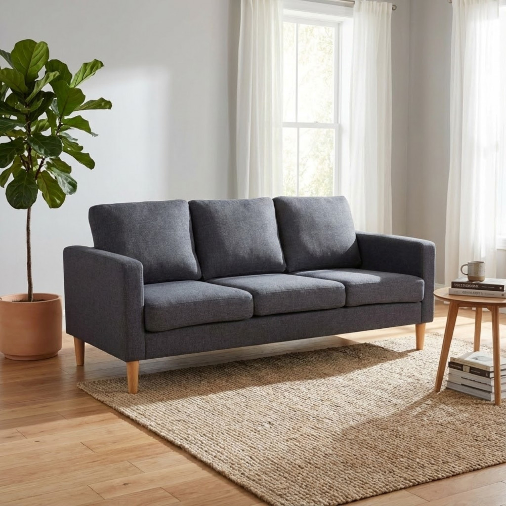 DecHome HF807146-DGRE Divano 3 Posti Moderno in Tessuto 177x73x82 cm Grigio Scuro  - Santa Fe