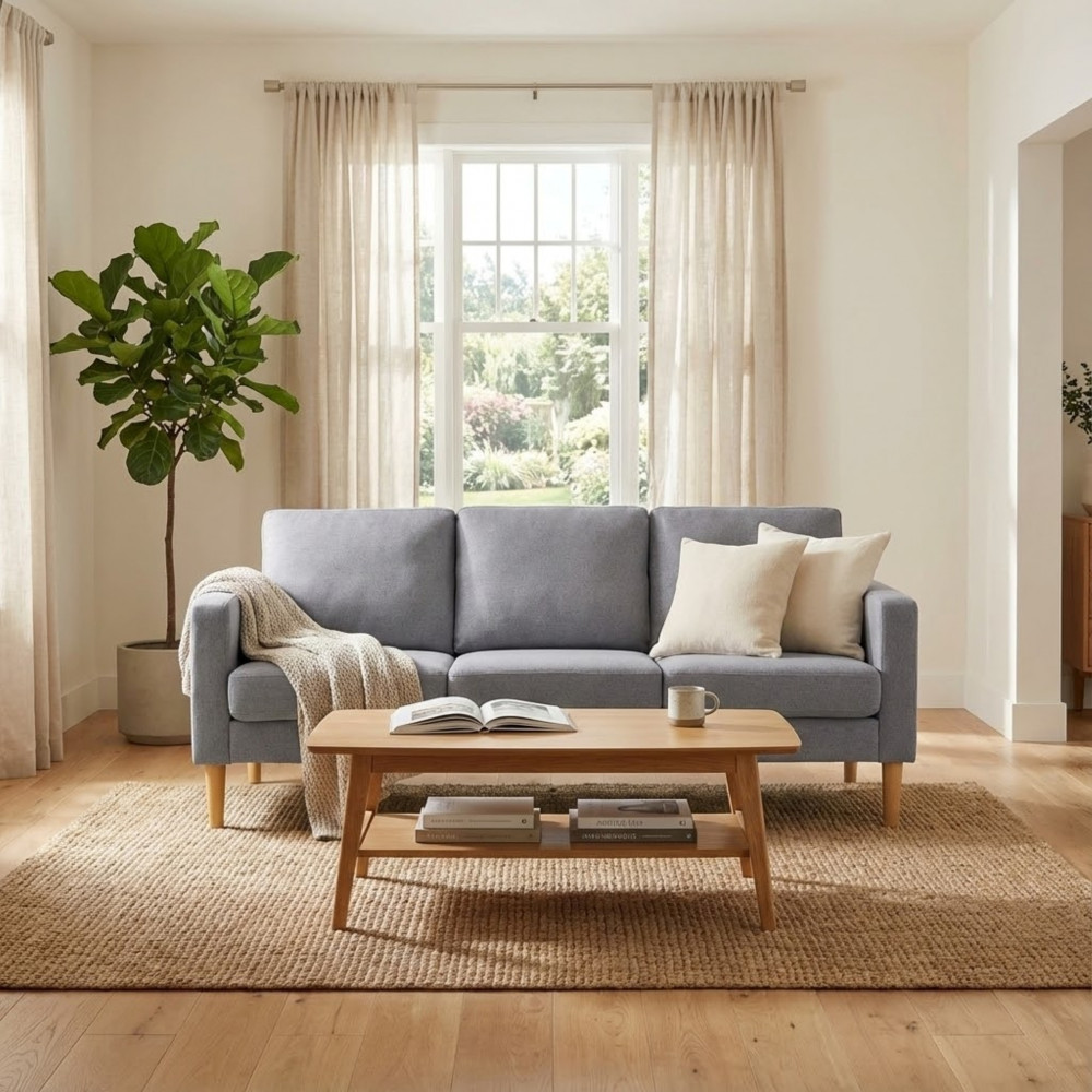 DecHome HF807146-LGRE Divano 3 Posti Moderno in Tessuto 180x73x82 cm Grigio  - Santa Fe