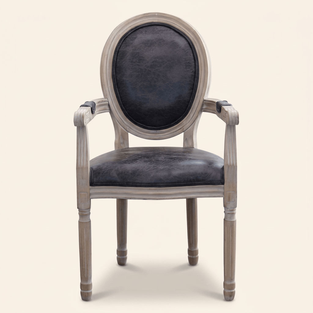 DecHome HF807221 Poltrona Classica in Ecopelle 55x46x96 Nero Denver