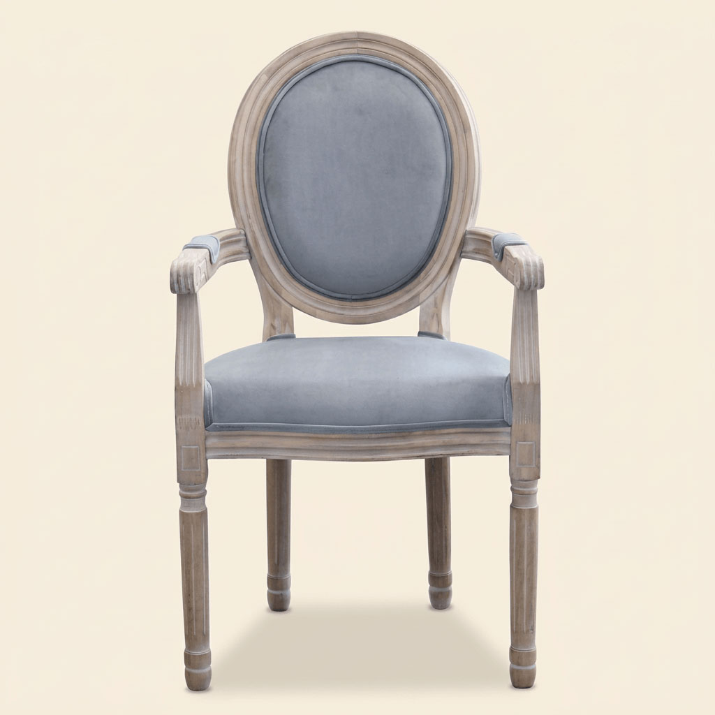 DecHome HF807224 Poltrona Classica in Velluto 55x46x96 Grigio Denver