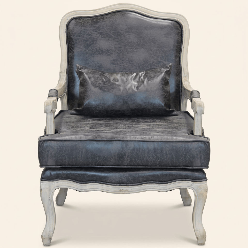 DecHome HF807239 Poltrona Classica in Ecopelle 64x72x92 Grigio Cremona