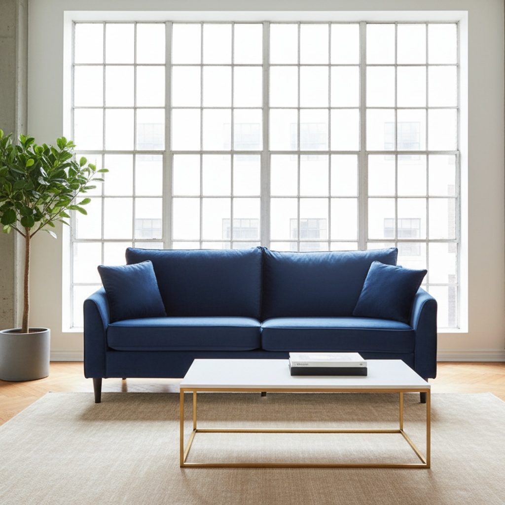 DecHome HF807278-BLU Divano 3 Posti Moderno in Velluto 196x83x89 cm Blu  - Cordoba
