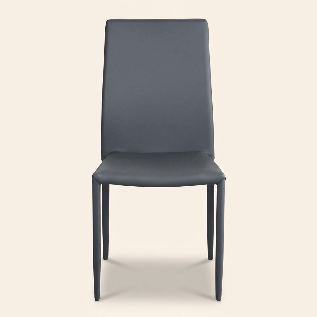 DecHome HF807296-DGRE Sedia Cucina Soggiorno Acciaio e Ecopelle 41x50x91 Grigio Scuro Chagall