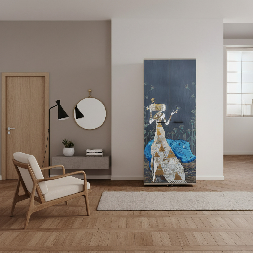 DecHome HIPPO02AVELVET Mobile Scarpiera Moderna 2 Ante Battenti 15 Ripiani 74x34x181.5 cm Hippo