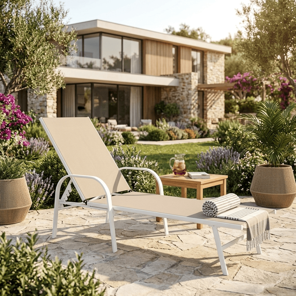 VivaGarden JYB3001F1 DOVE GRAY Lettino Prendisole da Giardino 199x68x31h Tortora Hawuai
