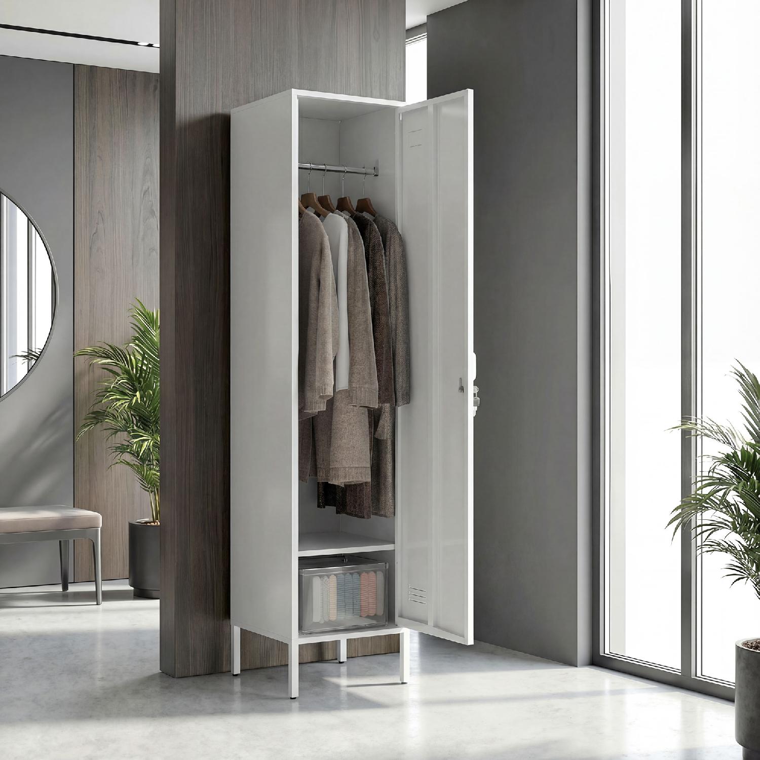 DecHome K5360WT Armadio Guardaroba 1 Anta in Metallo Dimensioni 40x40x179 cm Bianco