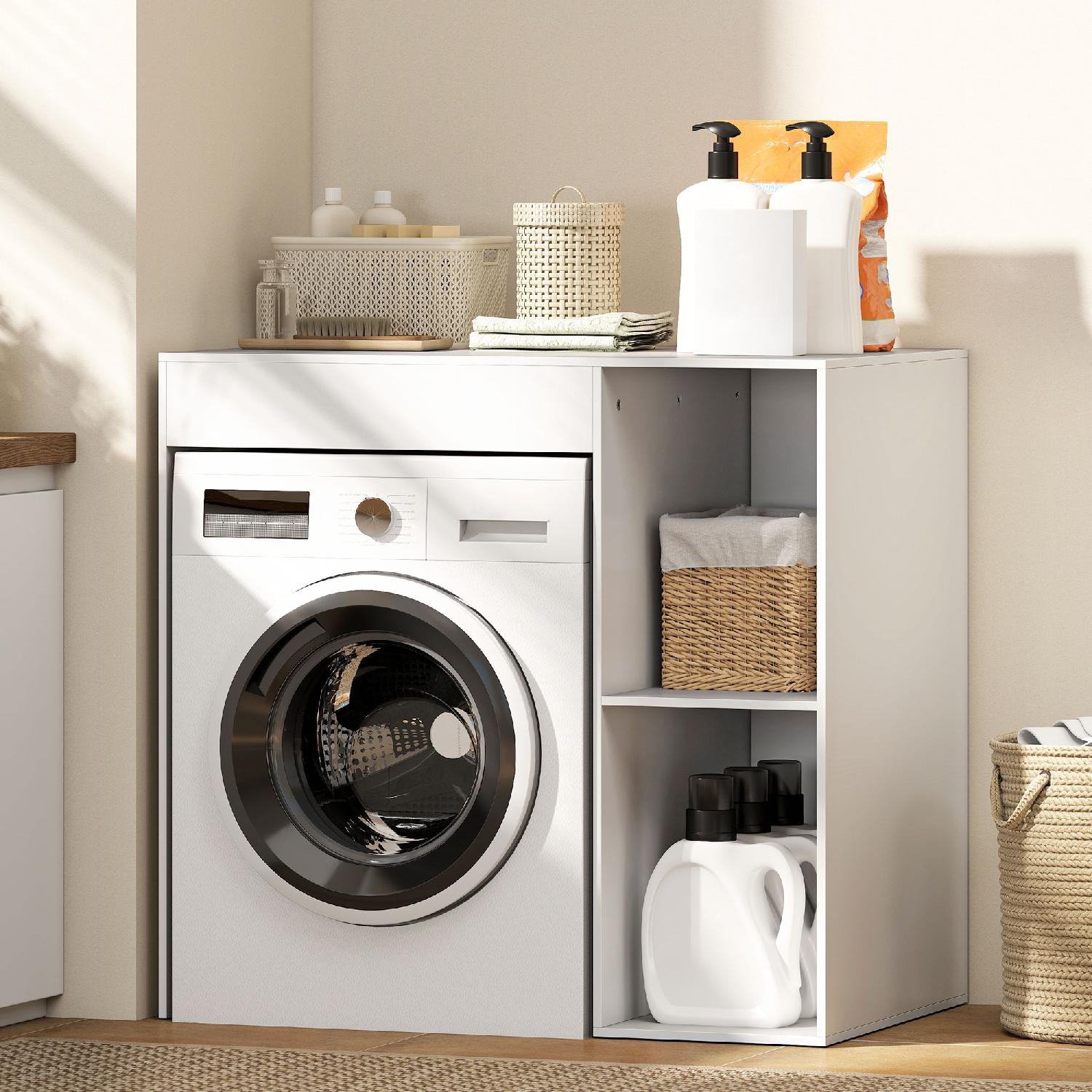 DecHome K6840WT Mobile Sopra Lavatrice Autoportante 2 Ripiani Aperti 96x60x95 cm Bianco