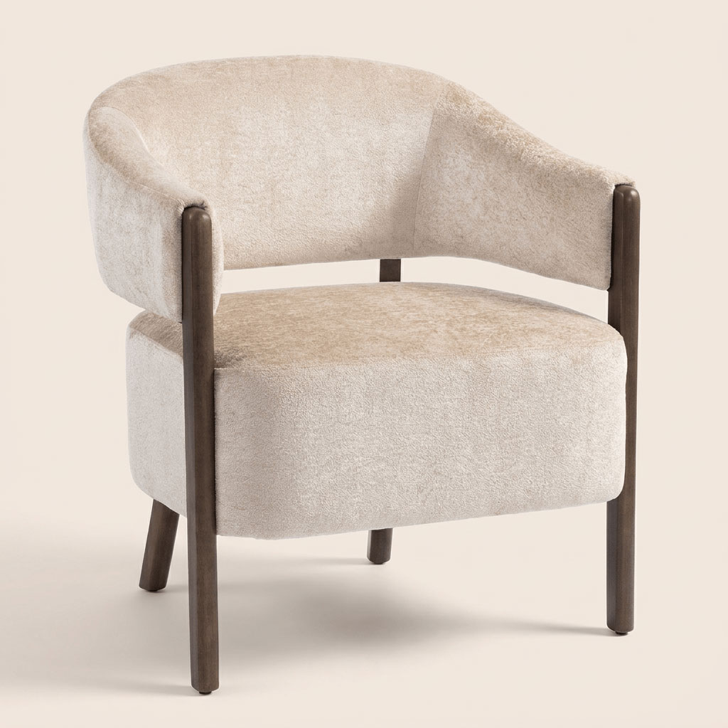 DecHome K7390BG Poltrona Stile Contemporaneo in Ciniglia 71x63.5x78.5 cm Beige