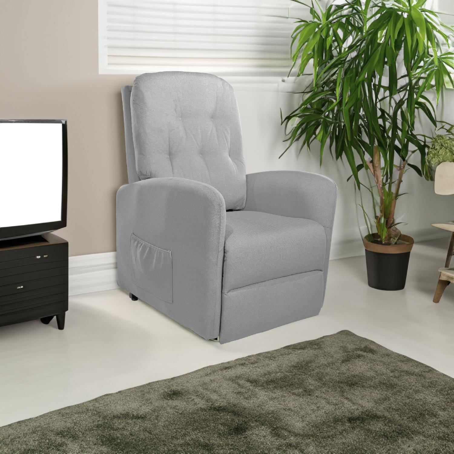 DecHome KATIAGR Poltrona per Anziani Alzapersone Tessuto Antimacchia  71x87x103 cm Grigio