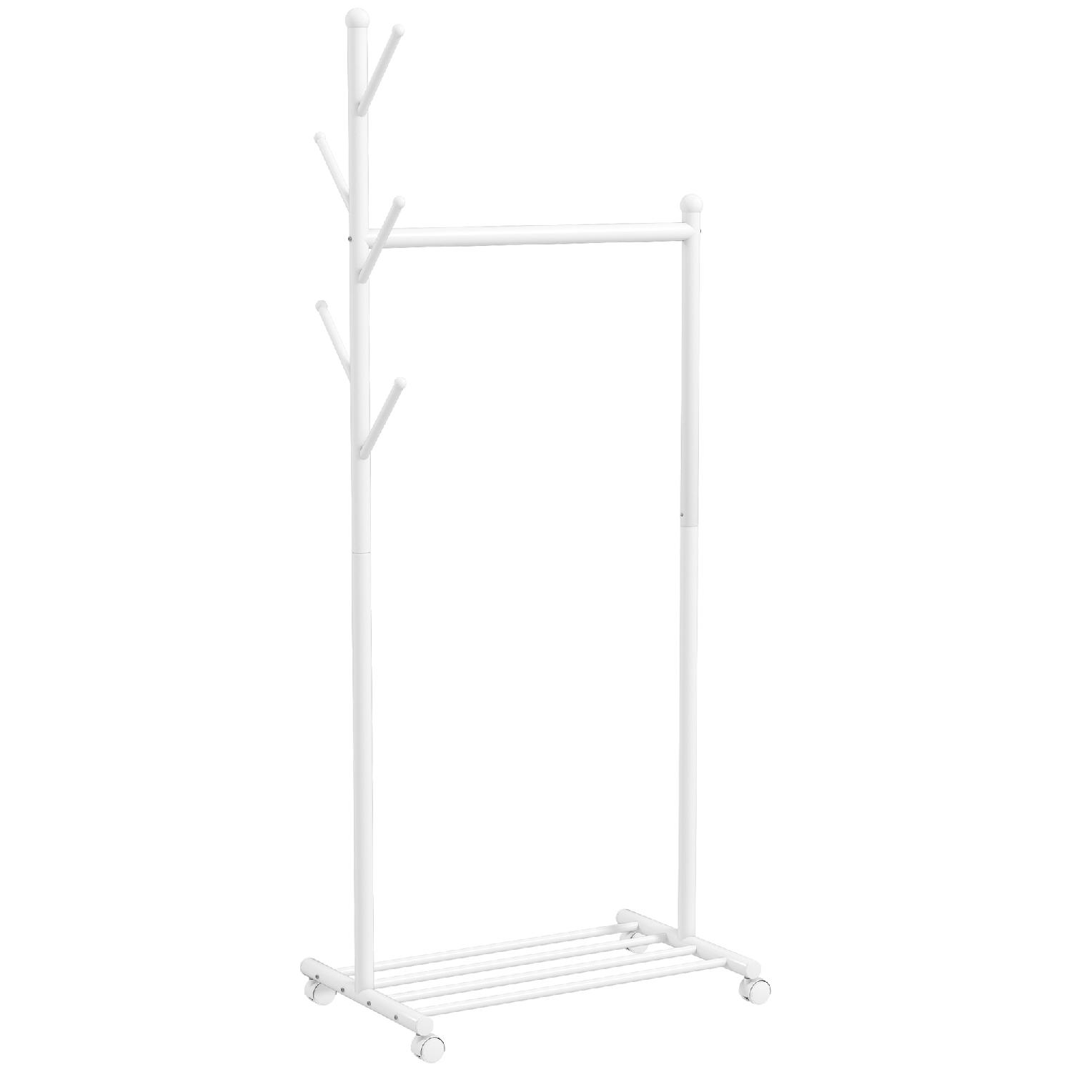 DecHome L3620BT Appendiabiti da Terra con Ruote e Ripiano Inferiore Porta Scarpe Bianco