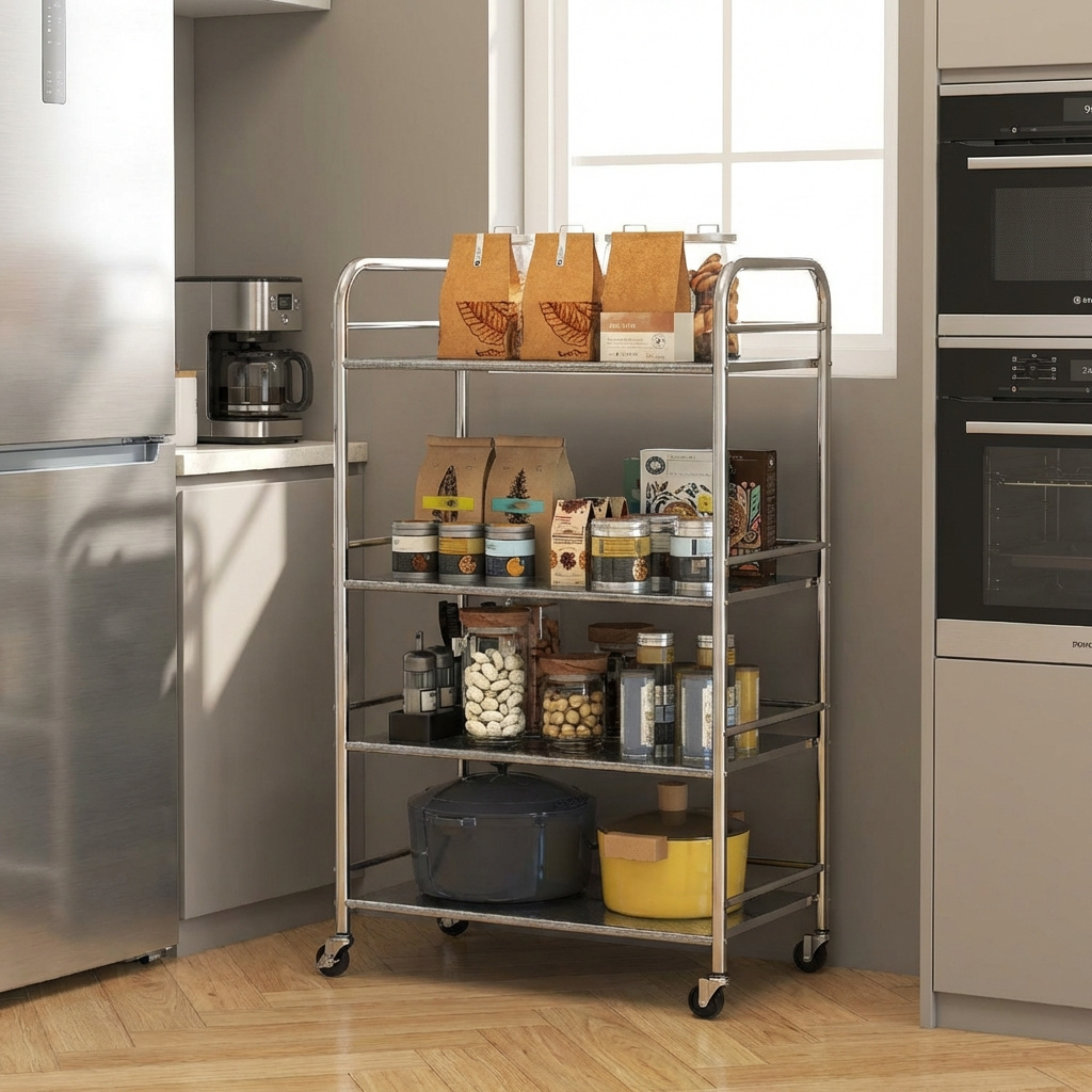 DecHome L3821SR Carrello Cucina Portavivande in Acciaio 60x35x100 cm Argento