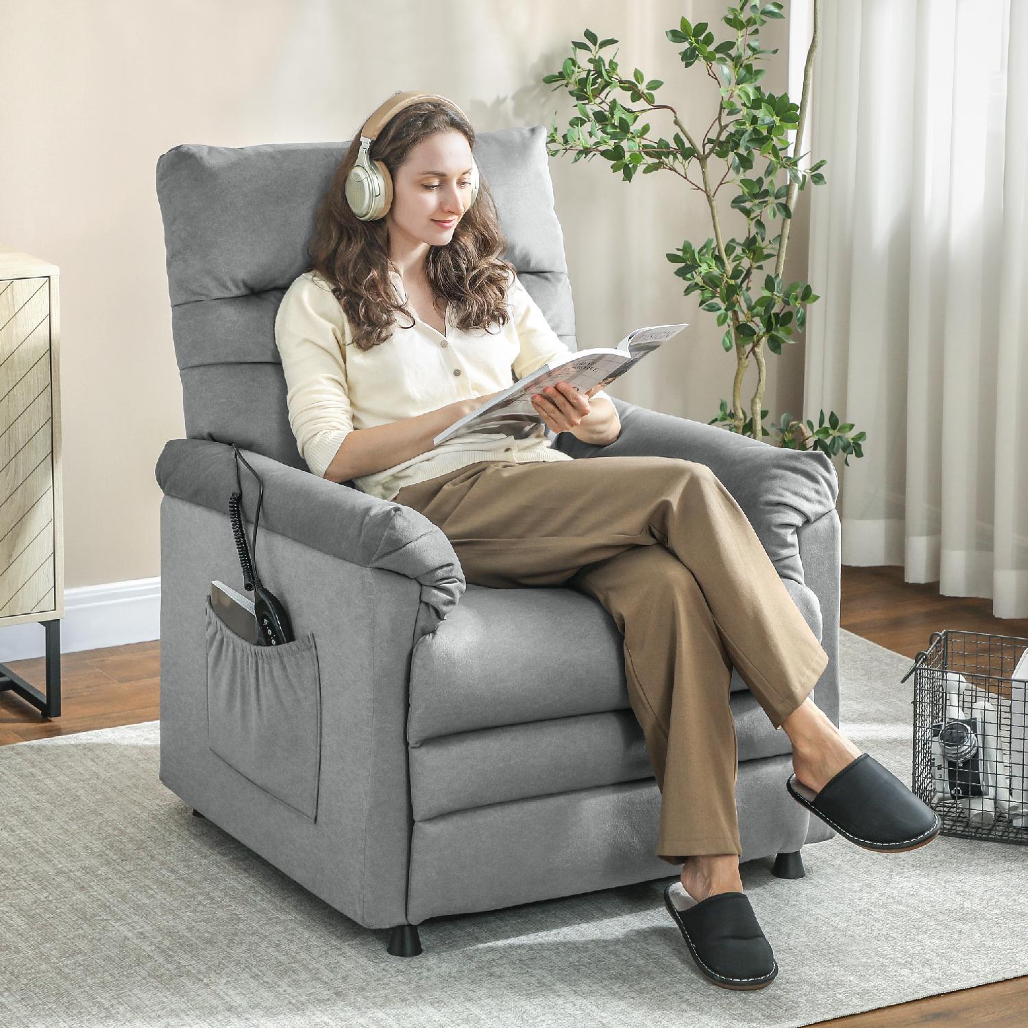 DecHome L5340LG Poltrona Relax Reclinabile Elettrica Massaggiante 82x99x106 Grigio