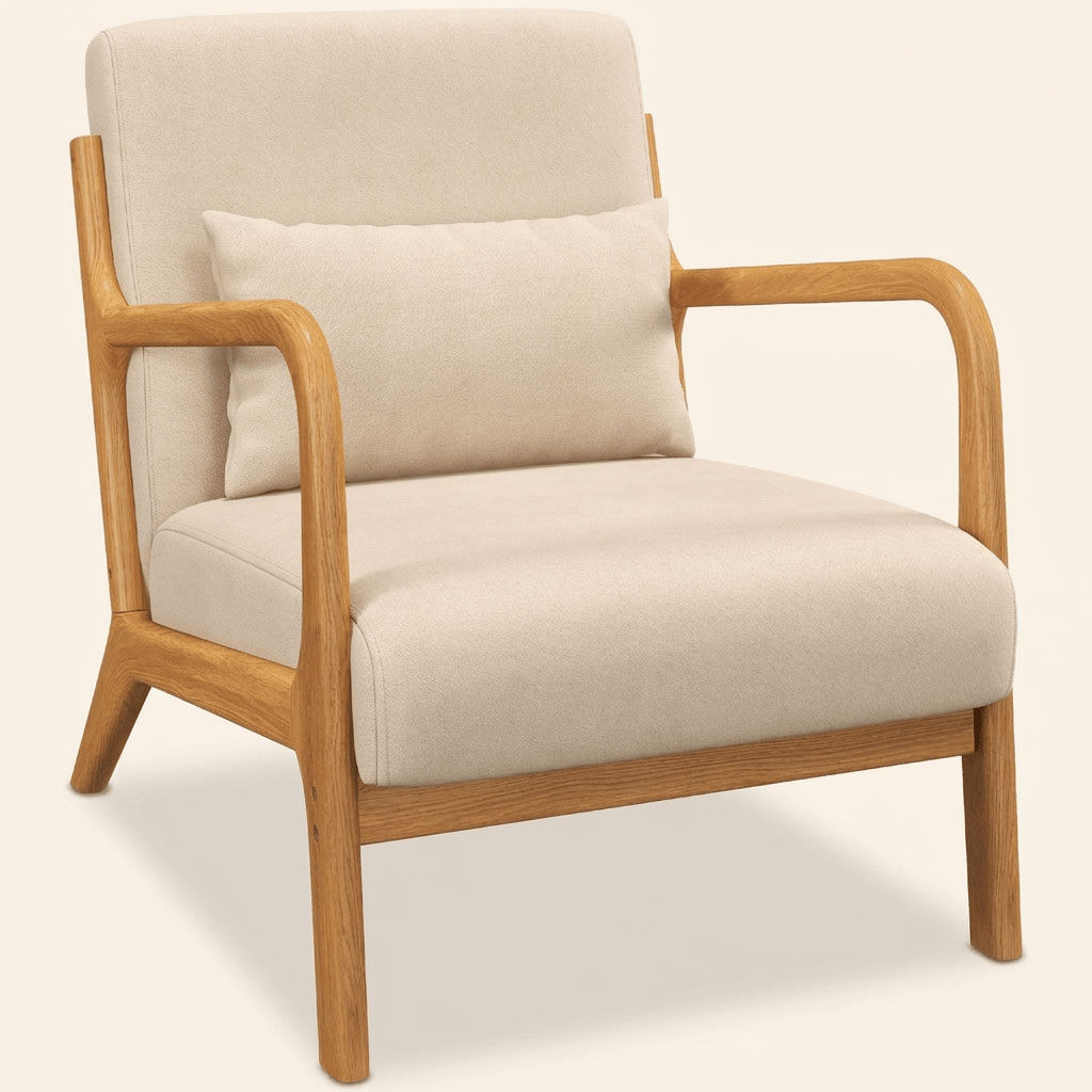 DecHome L5370LG Poltrona Stile Nordico in Velluto 61x78x76 cm Beige