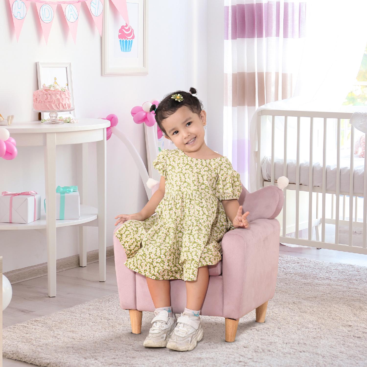 DecHome L539060 Poltrona per Bambini in Tessuto Effetto Velluto 50.2x41.9x57.8 cm Rosa