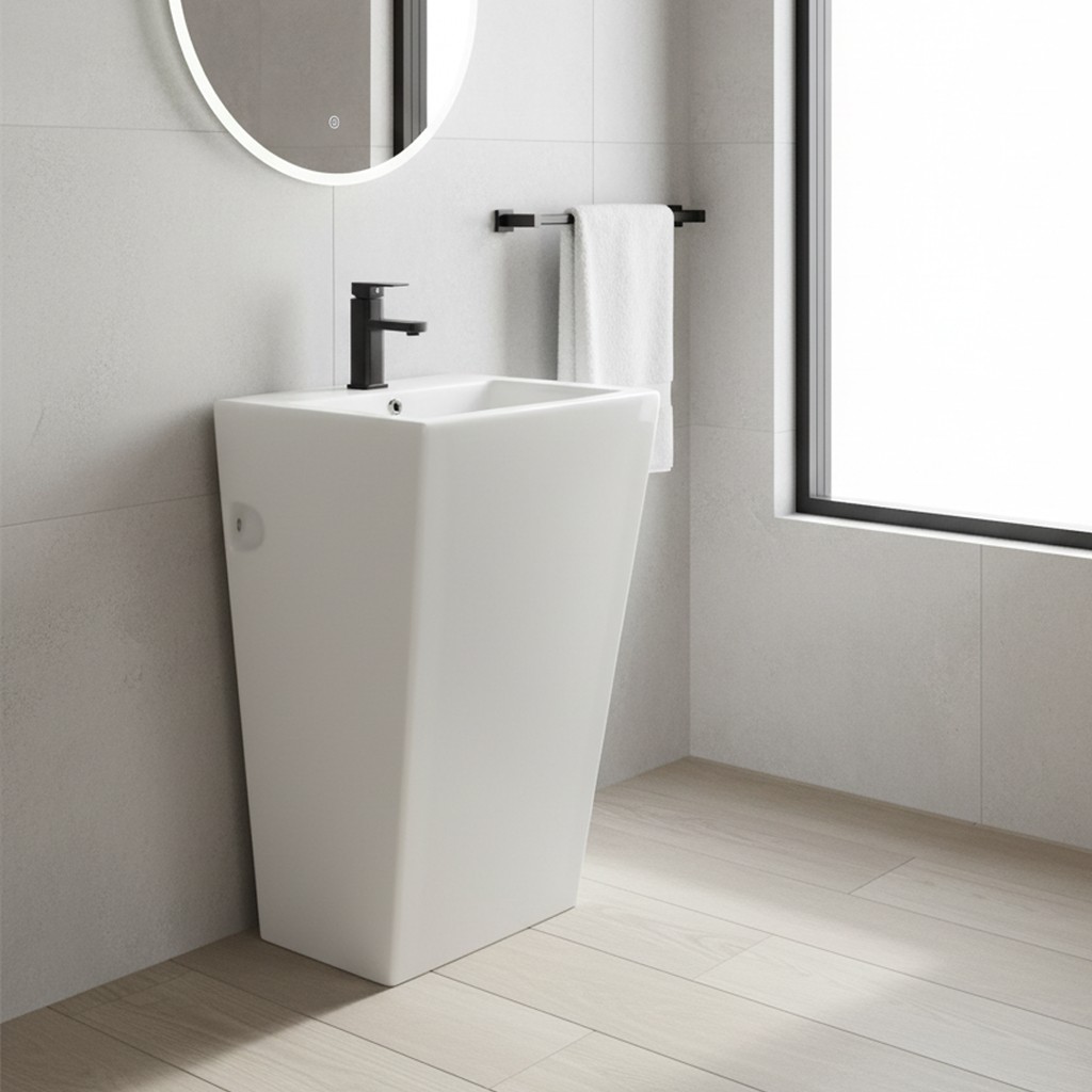 DecHome LAV303 Lavabo Freestanding in ceramica 53x46.5x86.5 cm Bianco