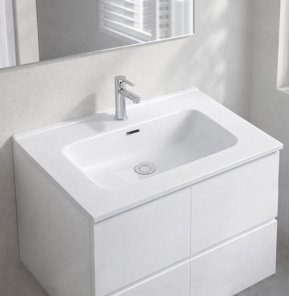 DecHome LAV9060S Lavabo Consolle da Appoggio in ceramica 1 vasca 61x46.5 cm Bianco Lucido