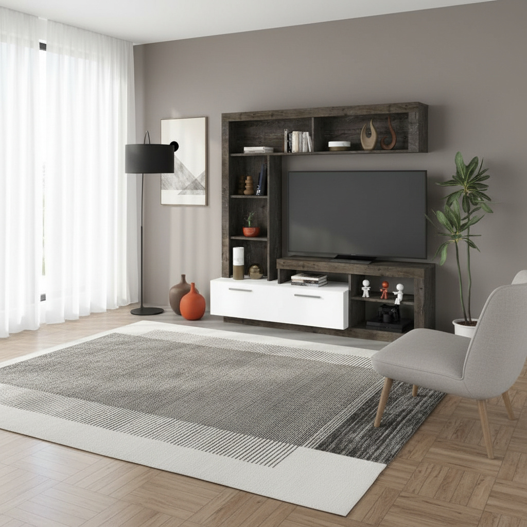 DecHome LEODCOFFEE Parete Attrezzata 170x41x170 CoffeeBianco Leo