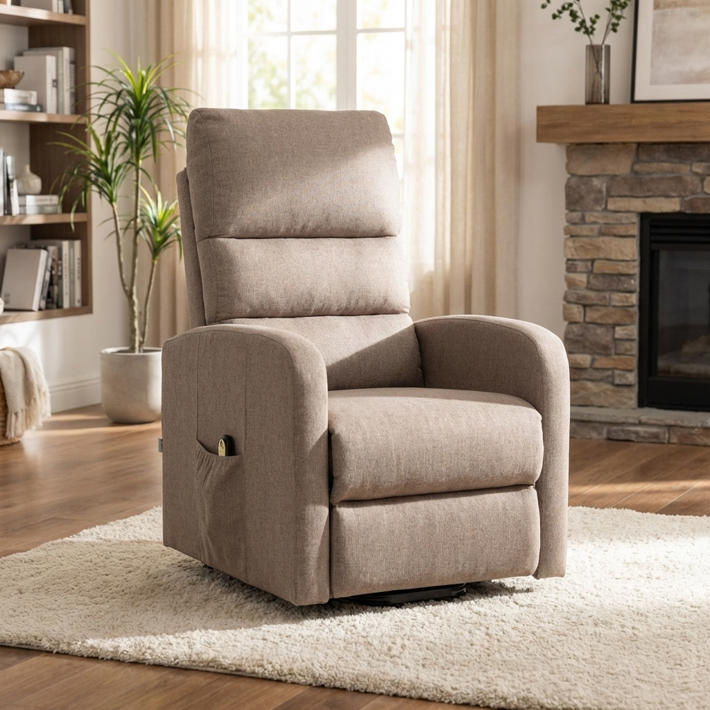 DecHome LORENABROWN Poltrona per Anziani Alzapersone Tessuto 71x89x111 cm Cappuccino