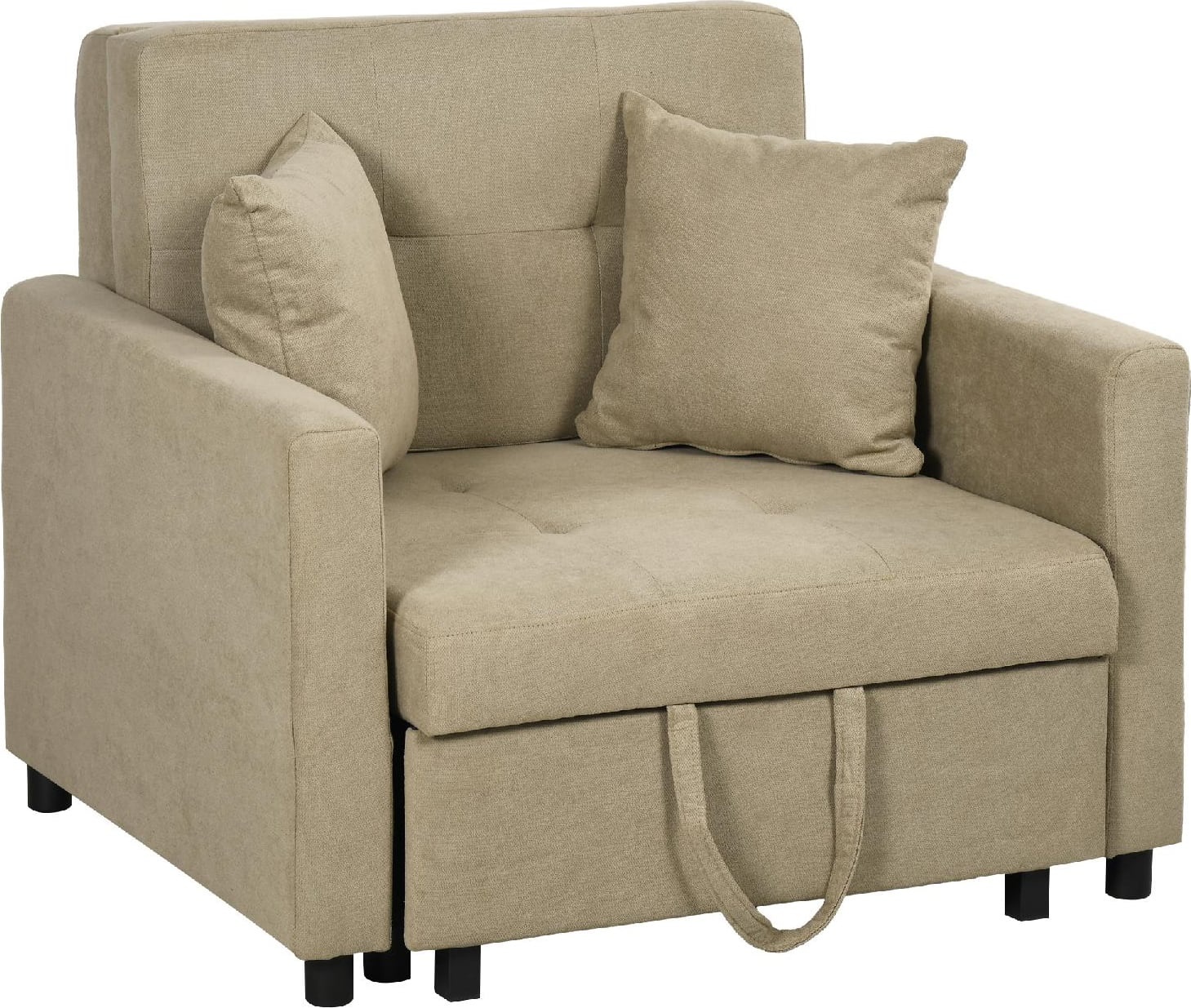 DecHome LRA680F Poltrona Letto in Tessuto con 2 Cuscini 100x98x88 cm